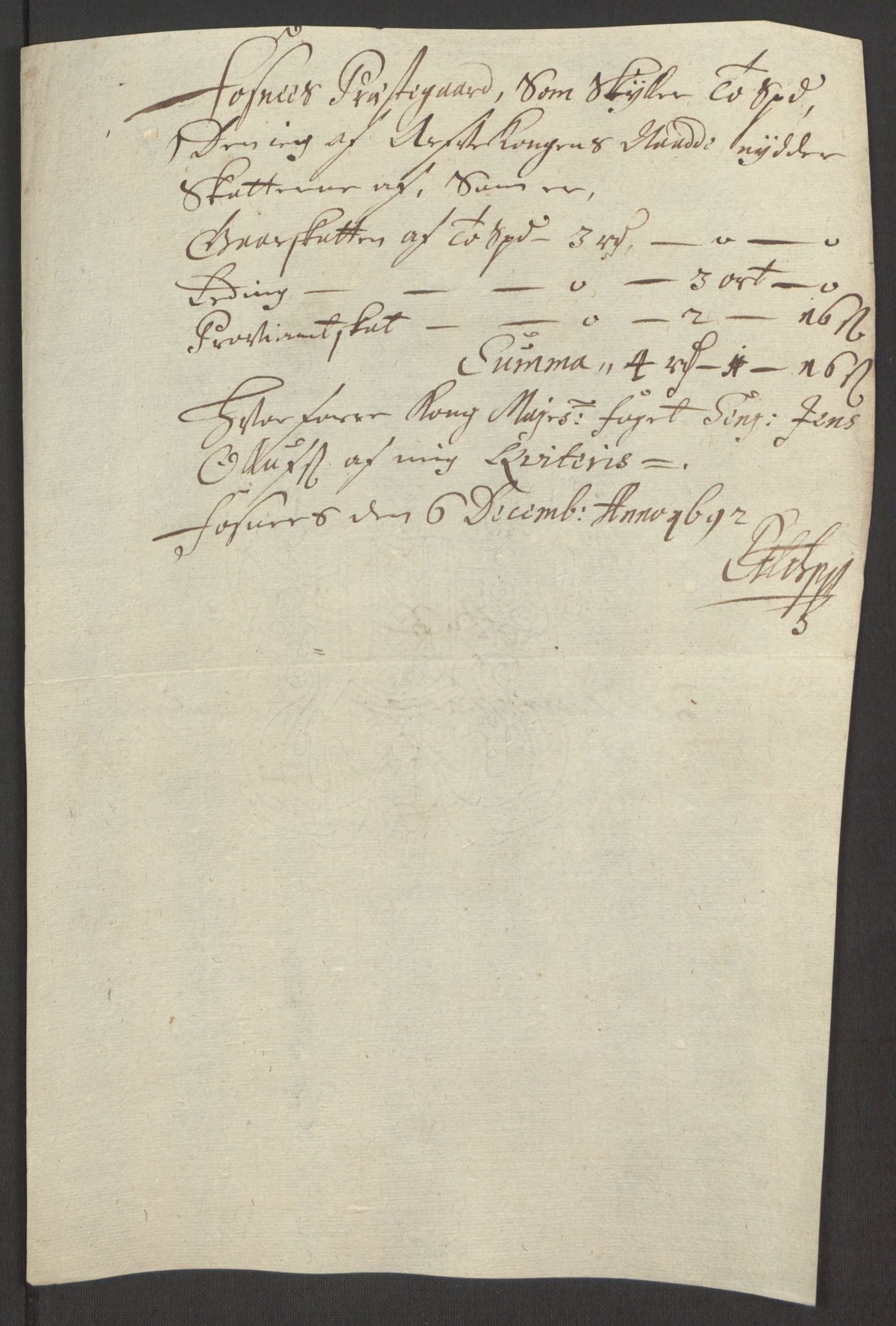 Rentekammeret inntil 1814, Reviderte regnskaper, Fogderegnskap, AV/RA-EA-4092/R64/L4424: Fogderegnskap Namdal, 1692-1695, p. 134