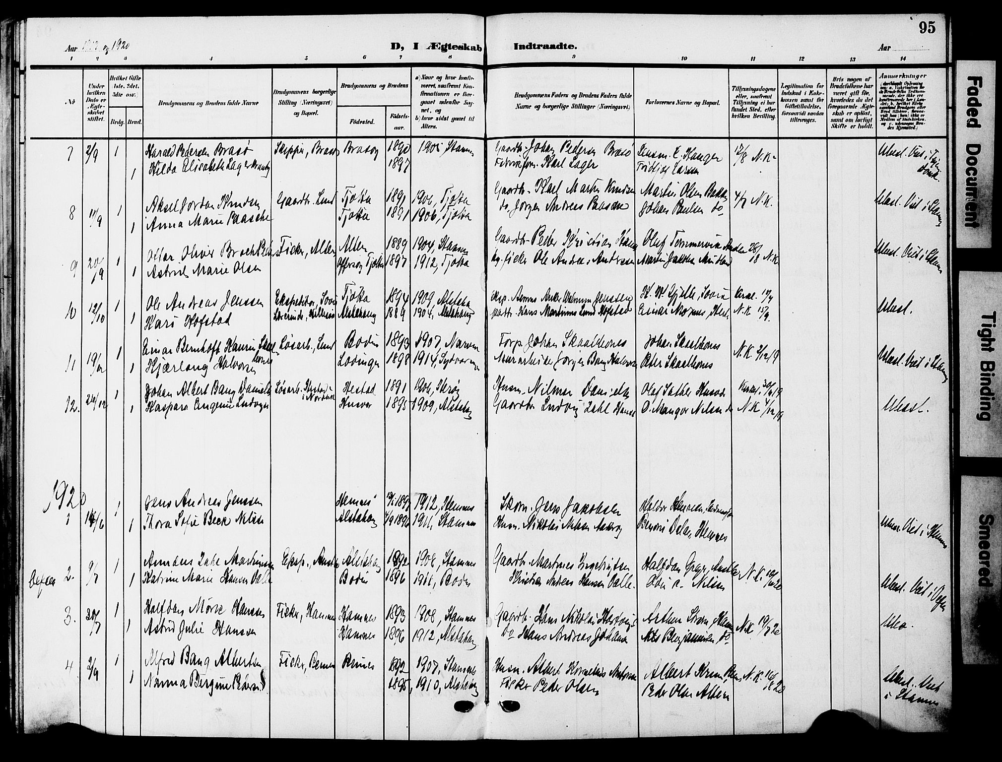 Ministerialprotokoller, klokkerbøker og fødselsregistre - Nordland, AV/SAT-A-1459/830/L0464: Parish register (copy) no. 830C06, 1906-1925, p. 95