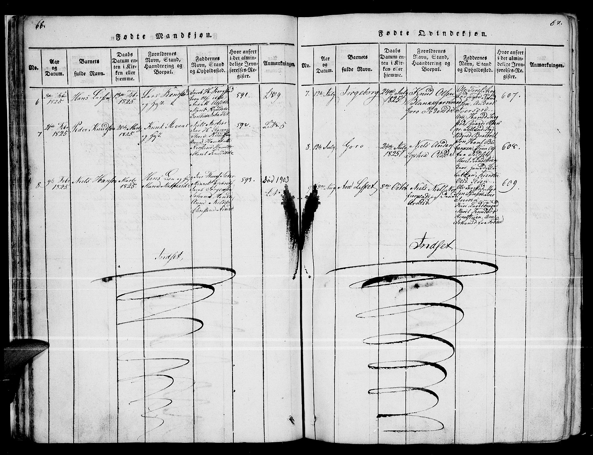 Kvikne prestekontor, AV/SAH-PREST-064/H/Ha/Haa/L0004: Parish register (official) no. 4, 1815-1840, p. 66-67