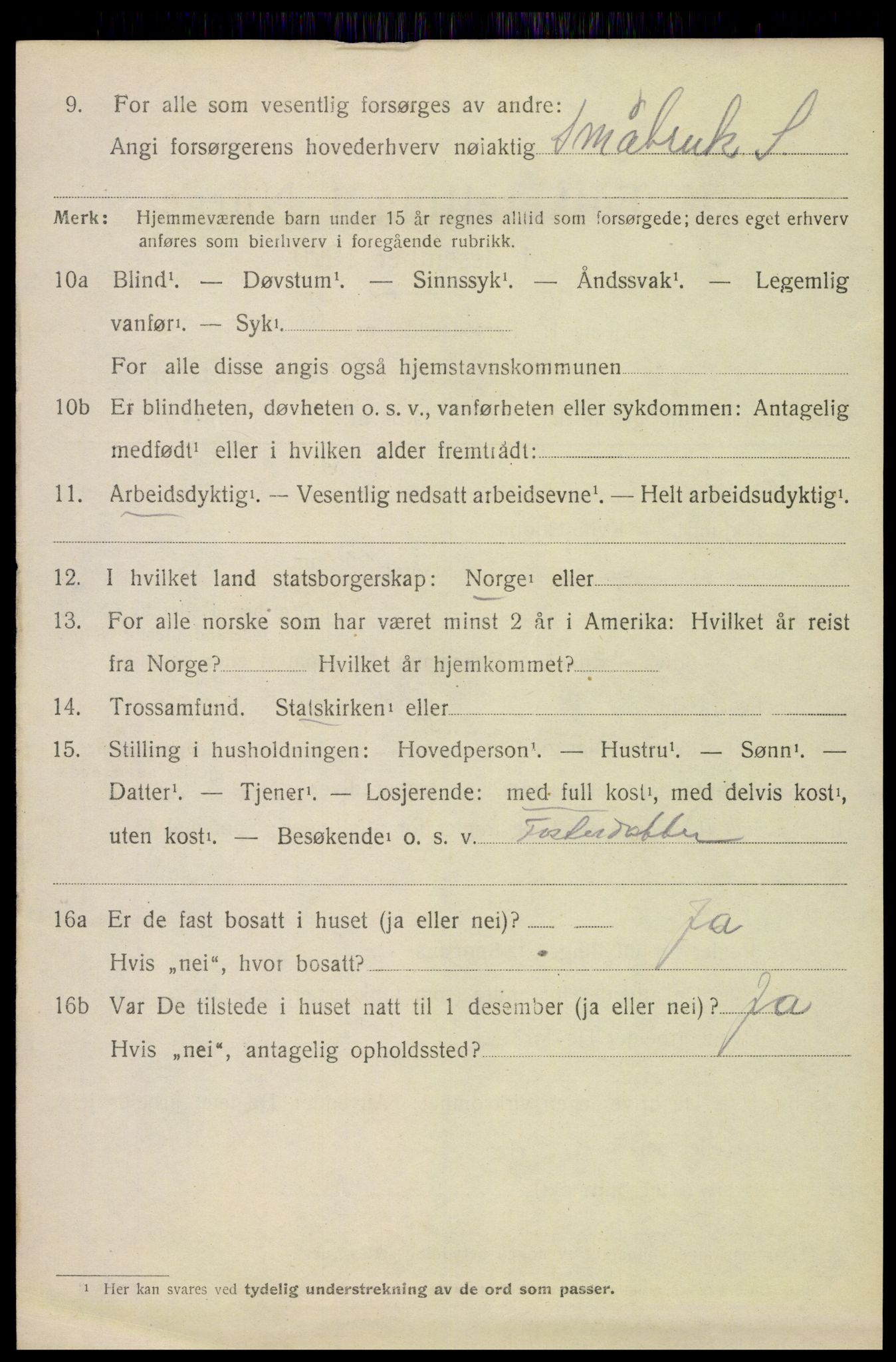 SAH, 1920 census for Stange, 1920, p. 10594