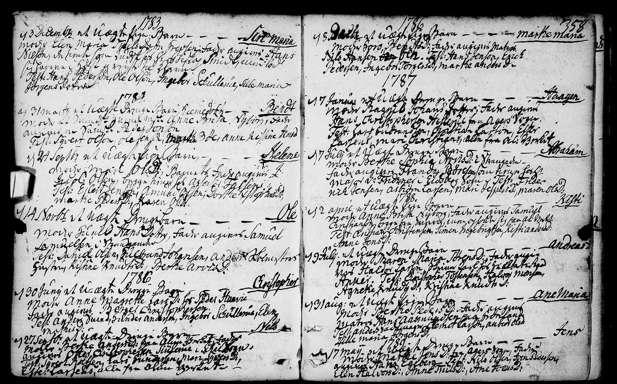 Gamlebyen prestekontor Kirkebøker, SAO/A-10884/F/Fa/L0001: Parish register (official) no. 1, 1734-1818, p. 358