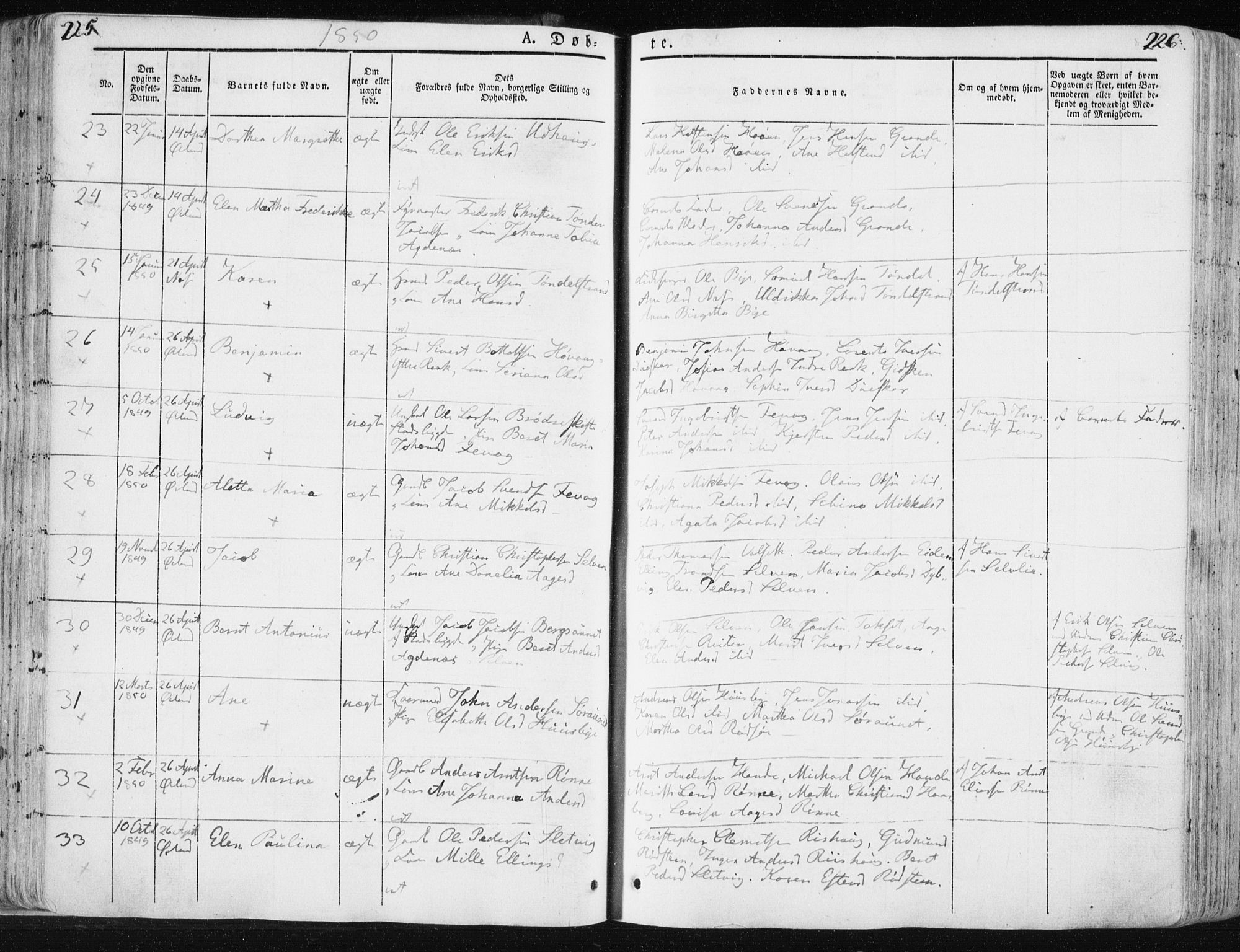 Ministerialprotokoller, klokkerbøker og fødselsregistre - Sør-Trøndelag, AV/SAT-A-1456/659/L0736: Parish register (official) no. 659A06, 1842-1856, p. 225-226