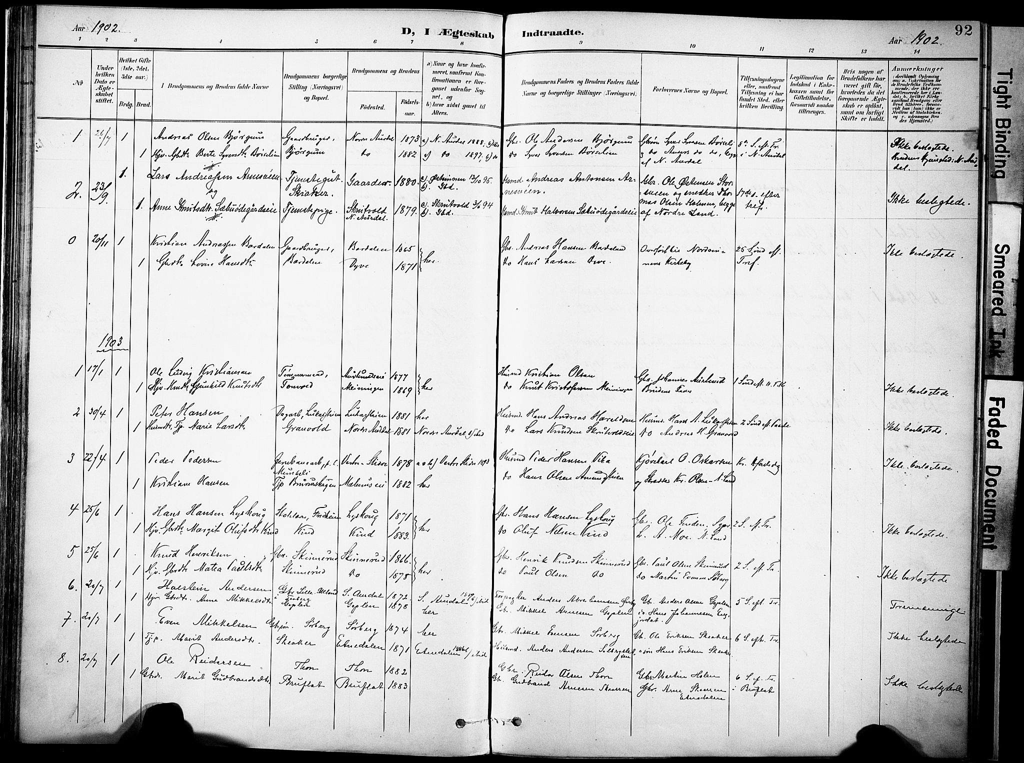 Nordre Land prestekontor, SAH/PREST-124/H/Ha/Haa/L0006: Parish register (official) no. 6, 1897-1914, p. 92a