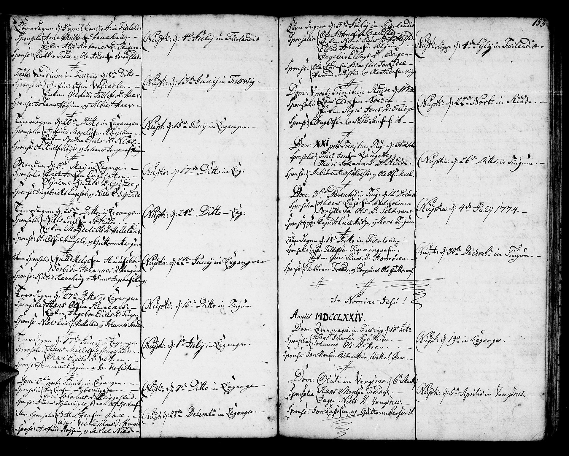 Leikanger sokneprestembete, SAB/A-81001: Parish register (official) no. A 4, 1770-1791, p. 153
