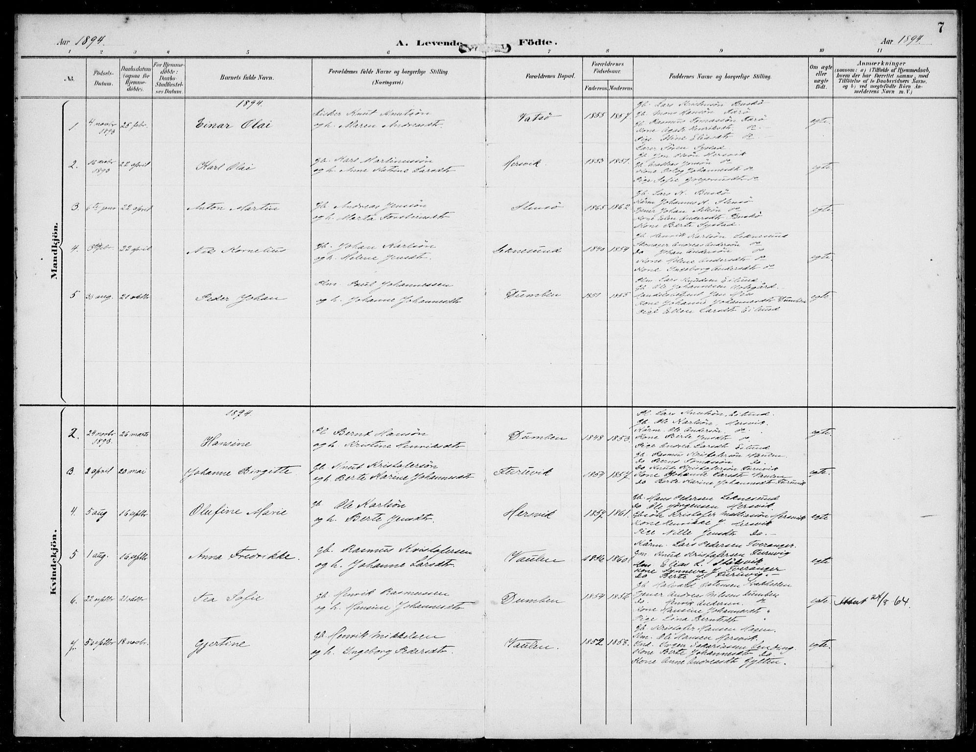 Solund sokneprestembete, SAB/A-81401: Parish register (official) no. B  1, 1891-1901, p. 7