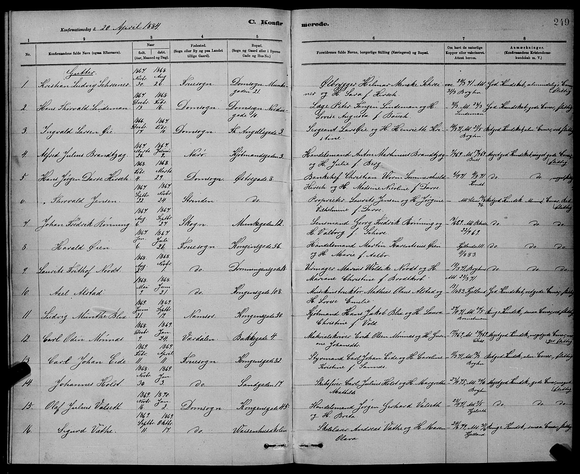 Ministerialprotokoller, klokkerbøker og fødselsregistre - Sør-Trøndelag, SAT/A-1456/601/L0092: Parish register (copy) no. 601C10, 1884-1897, p. 249