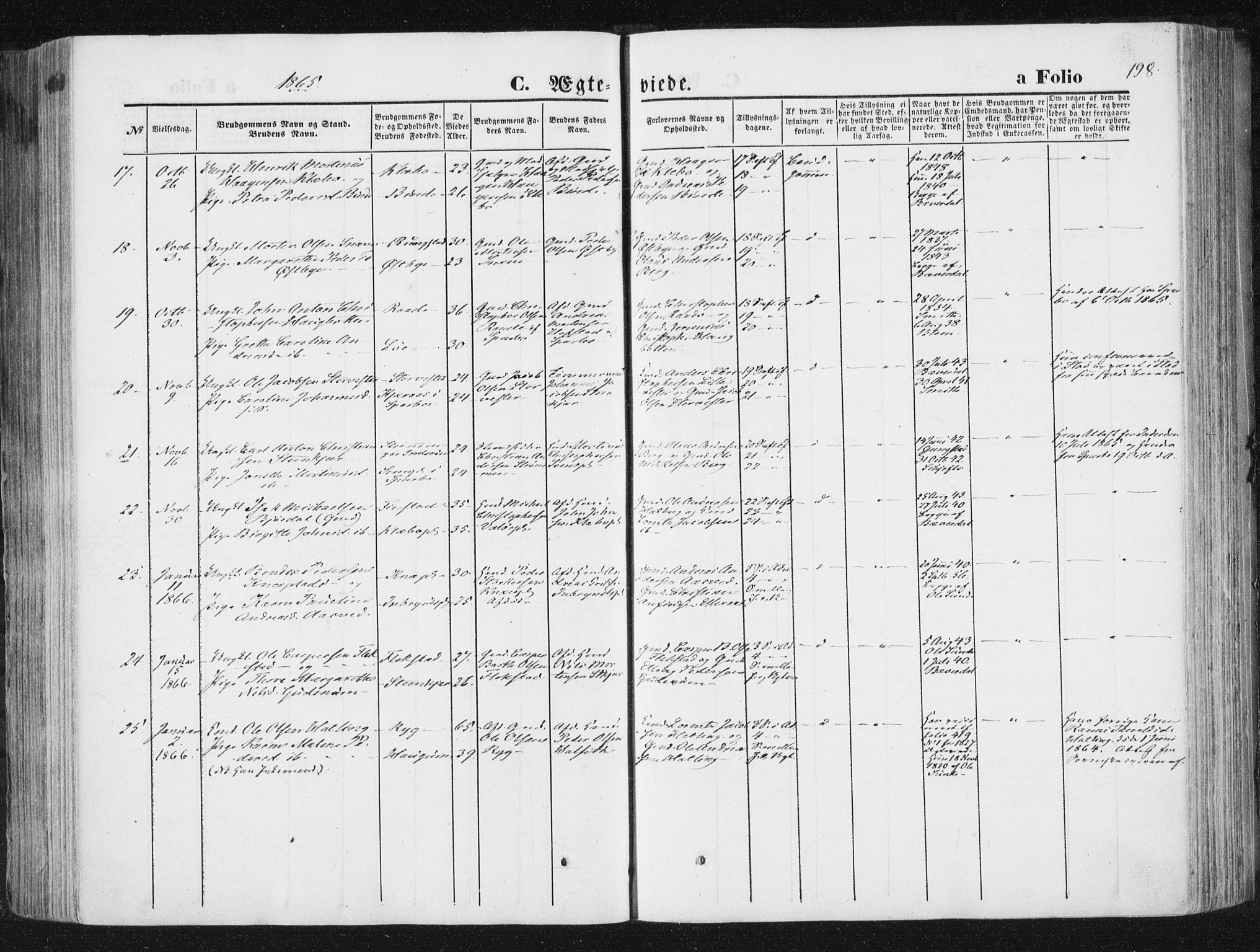 Ministerialprotokoller, klokkerbøker og fødselsregistre - Nord-Trøndelag, SAT/A-1458/746/L0447: Parish register (official) no. 746A06, 1860-1877, p. 198