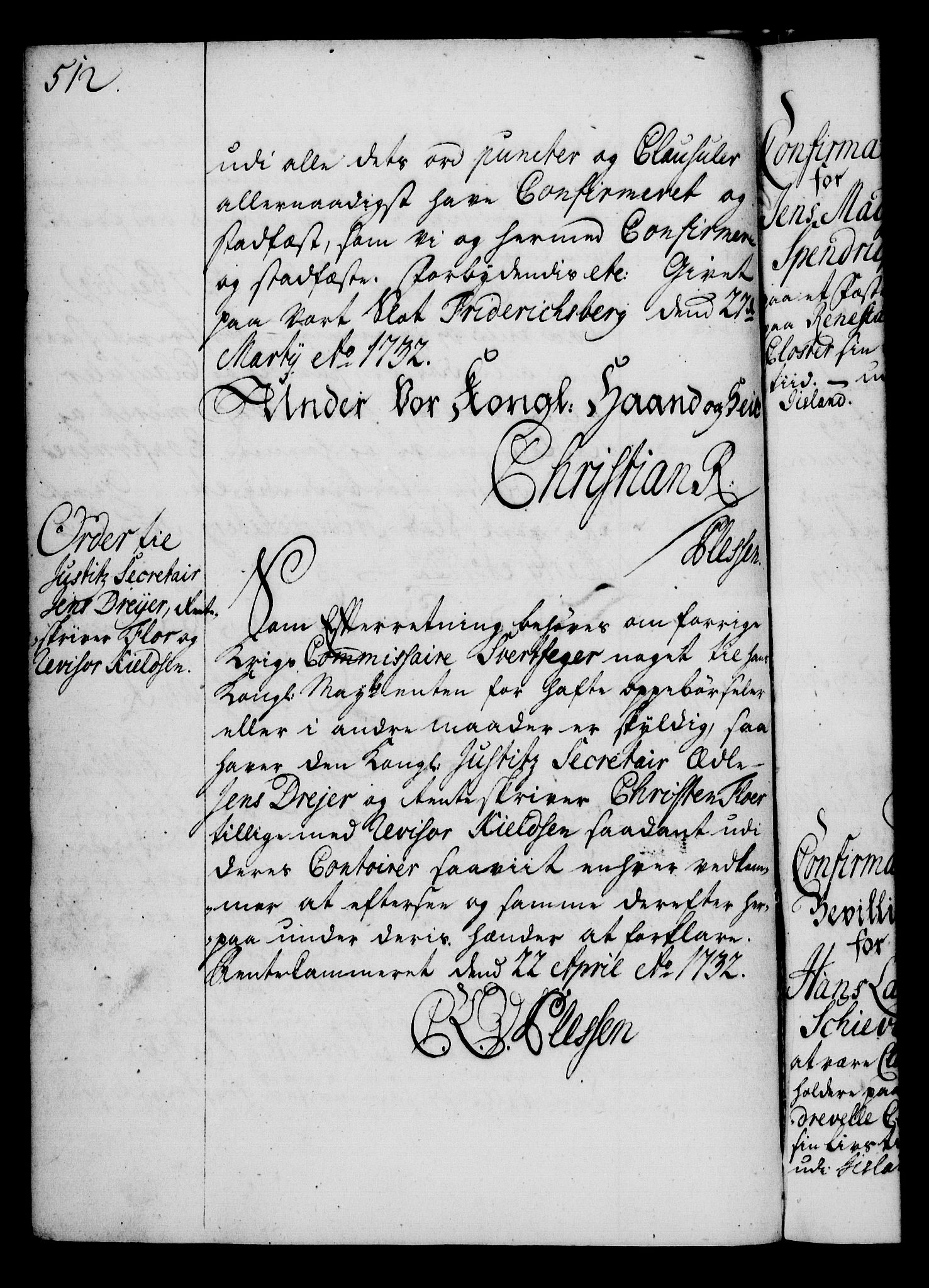Rentekammeret, Kammerkanselliet, RA/EA-3111/G/Gg/Gga/L0003: Norsk ekspedisjonsprotokoll med register (merket RK 53.3), 1727-1734, p. 512