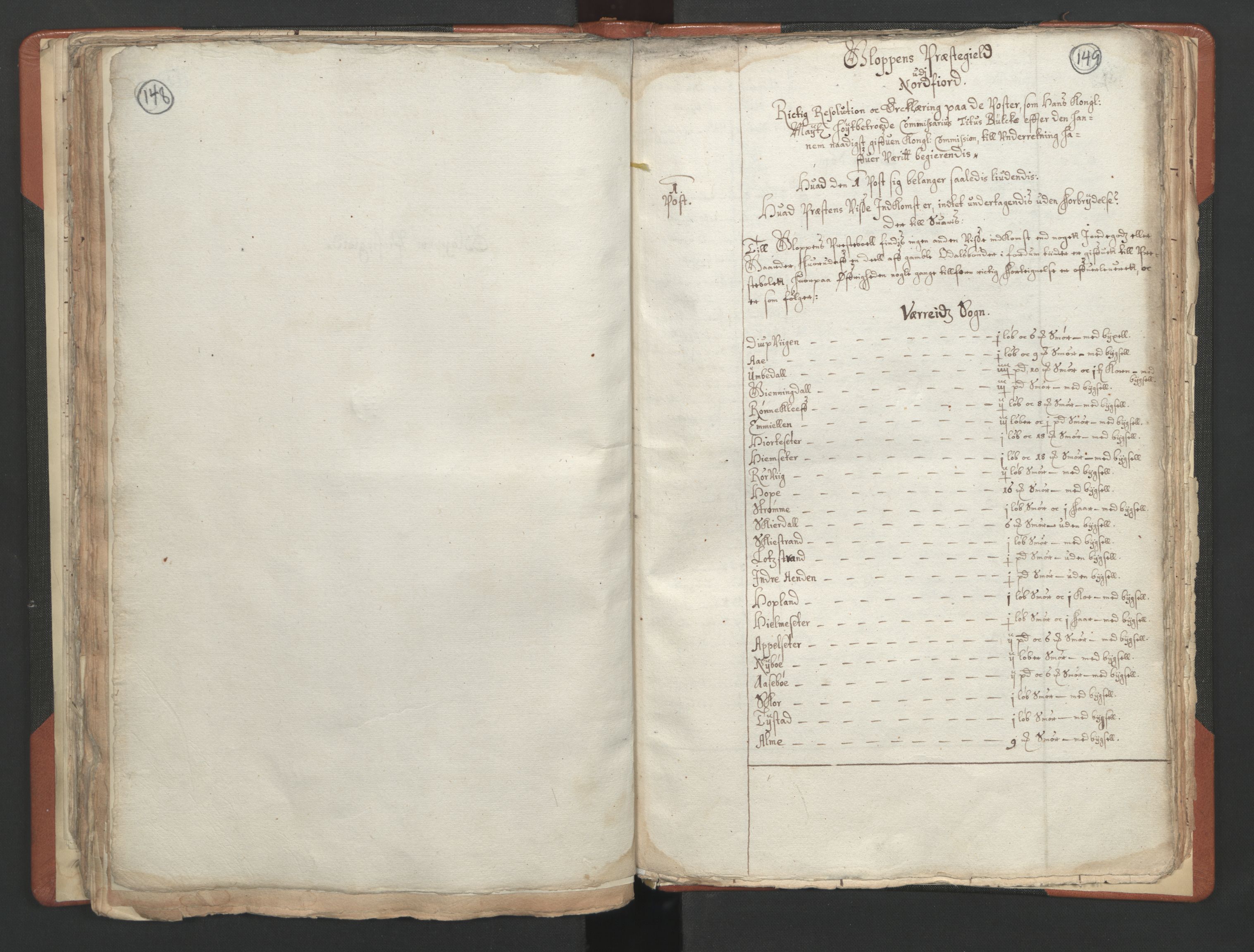 RA, Vicar's Census 1664-1666, no. 25: Nordfjord deanery, 1664-1666, p. 148-149
