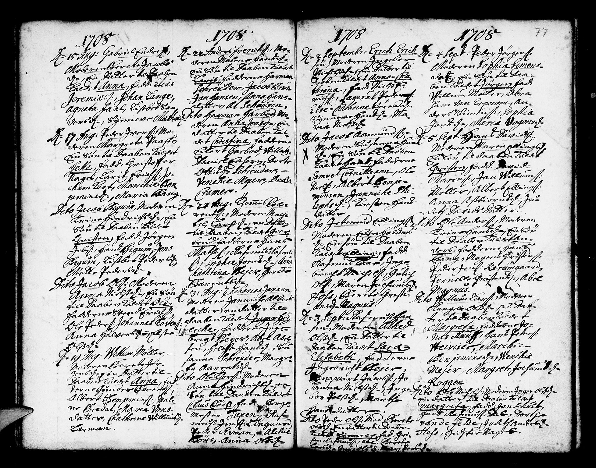 Nykirken Sokneprestembete, SAB/A-77101/H/Haa/L0002: Parish register (official) no. A 2, 1700-1723, p. 77