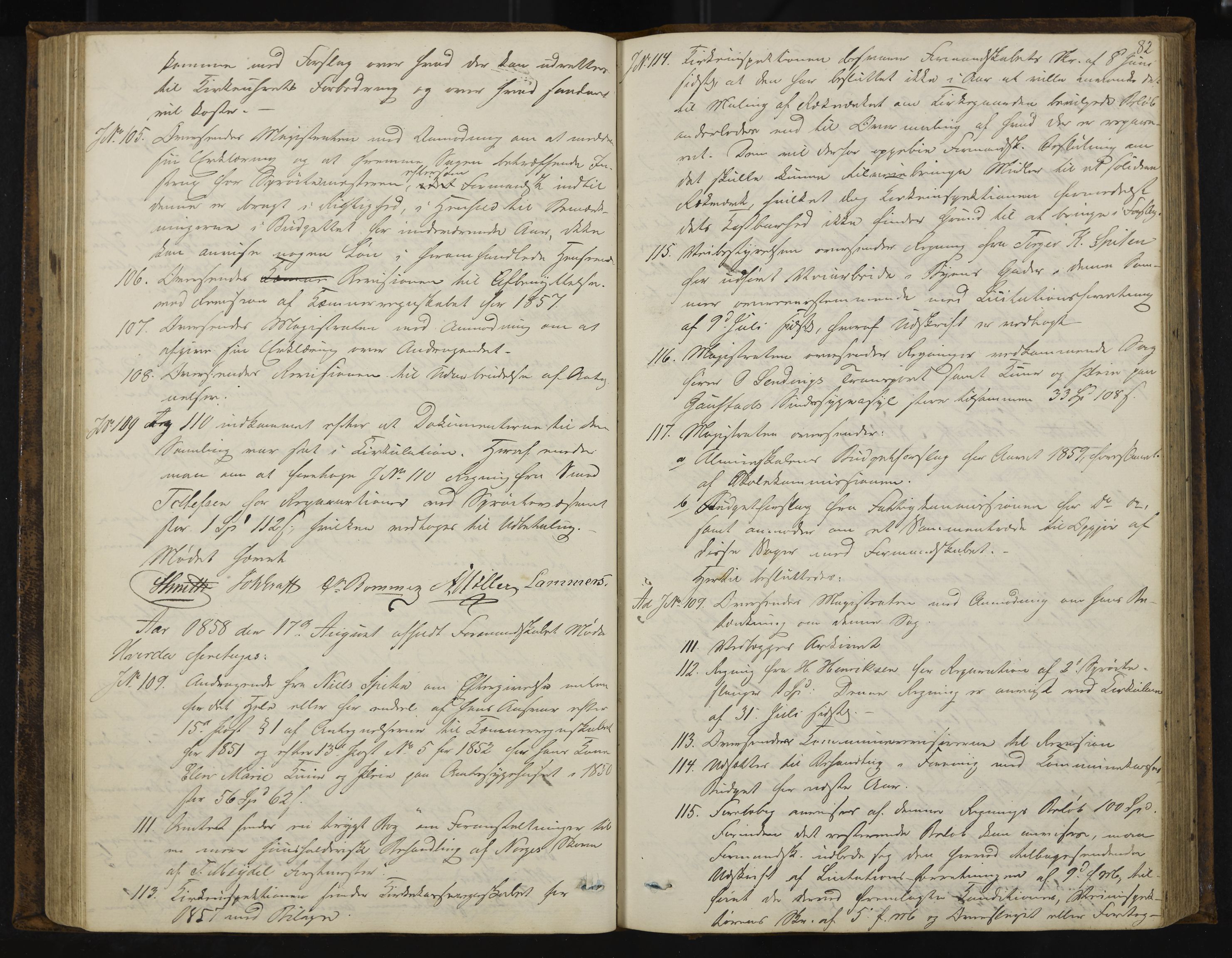 Kongsberg formannskap og sentraladministrasjon, IKAK/0604021-1/A/L0003: Møtebok med register, 1856-1861, p. 82