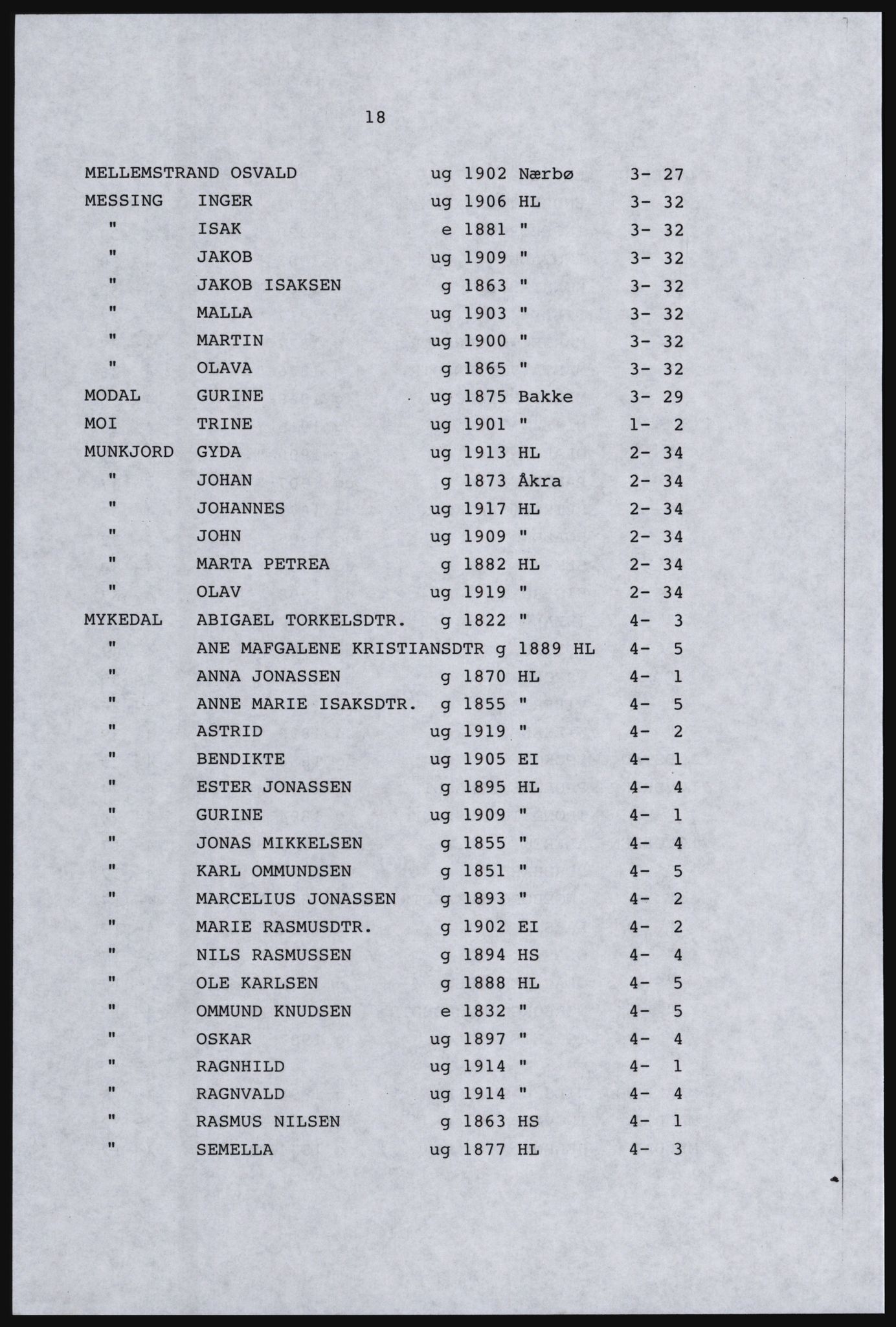 SAST, Copy of 1920 census for Dalane, 1920, p. 338