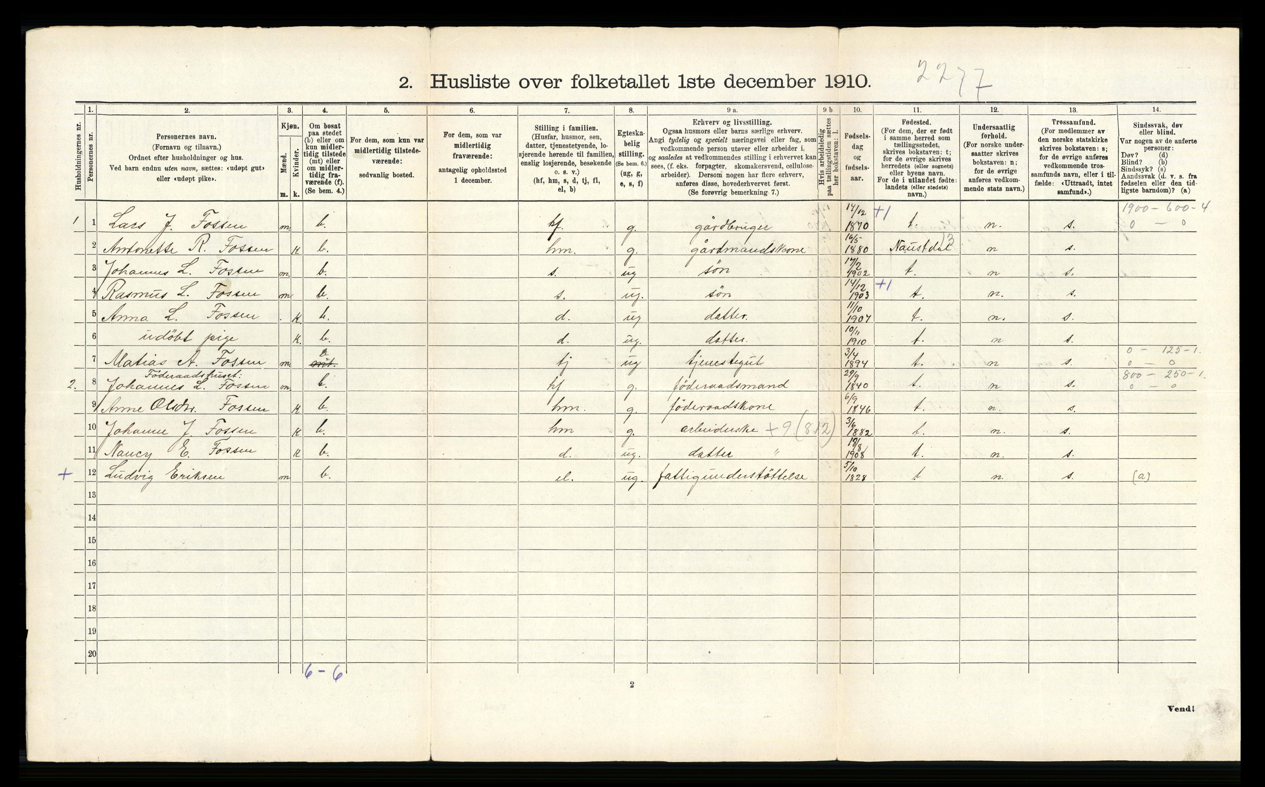 RA, 1910 census for Førde, 1910, p. 76