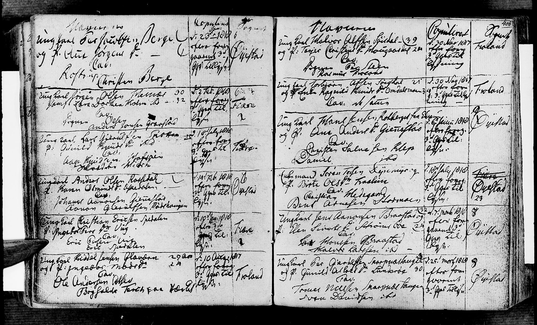 Øyestad sokneprestkontor, SAK/1111-0049/F/Fa/L0011: Parish register (official) no. A 11, 1805-1824, p. 406