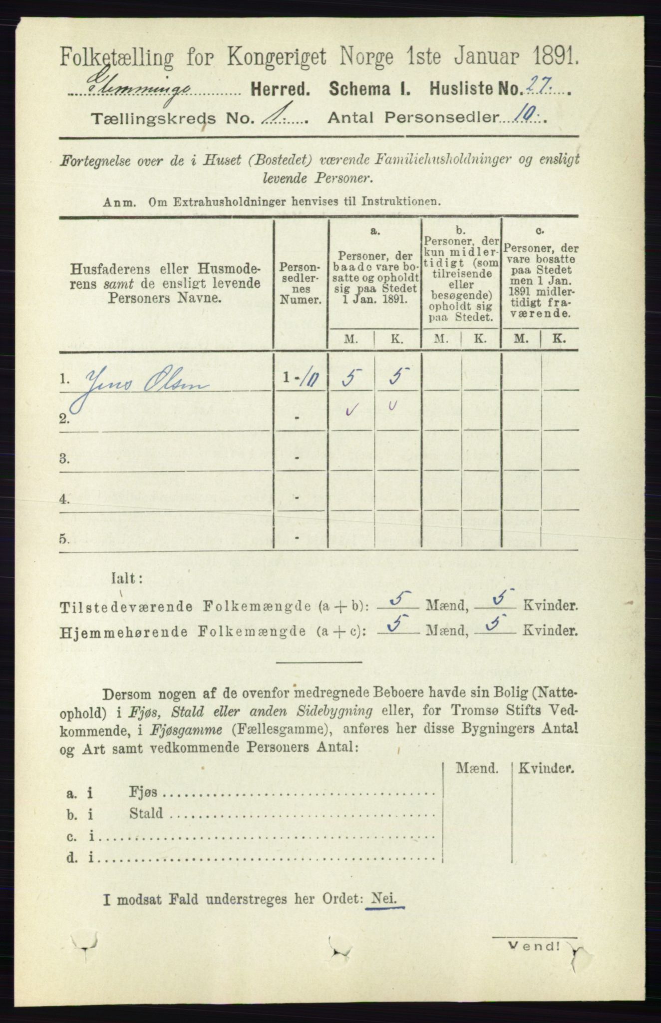 RA, 1891 census for 0132 Glemmen, 1891, p. 71