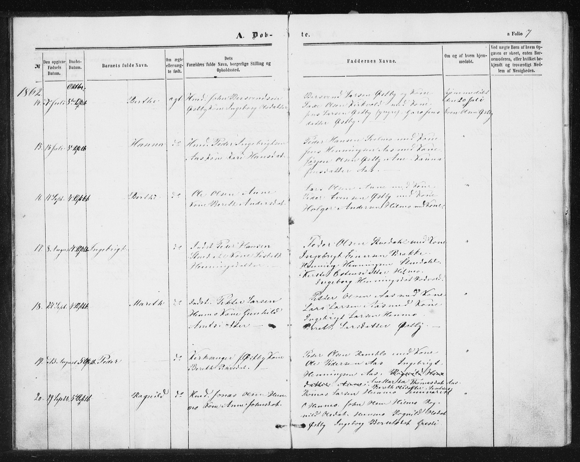 Ministerialprotokoller, klokkerbøker og fødselsregistre - Sør-Trøndelag, AV/SAT-A-1456/698/L1166: Parish register (copy) no. 698C03, 1861-1887, p. 7