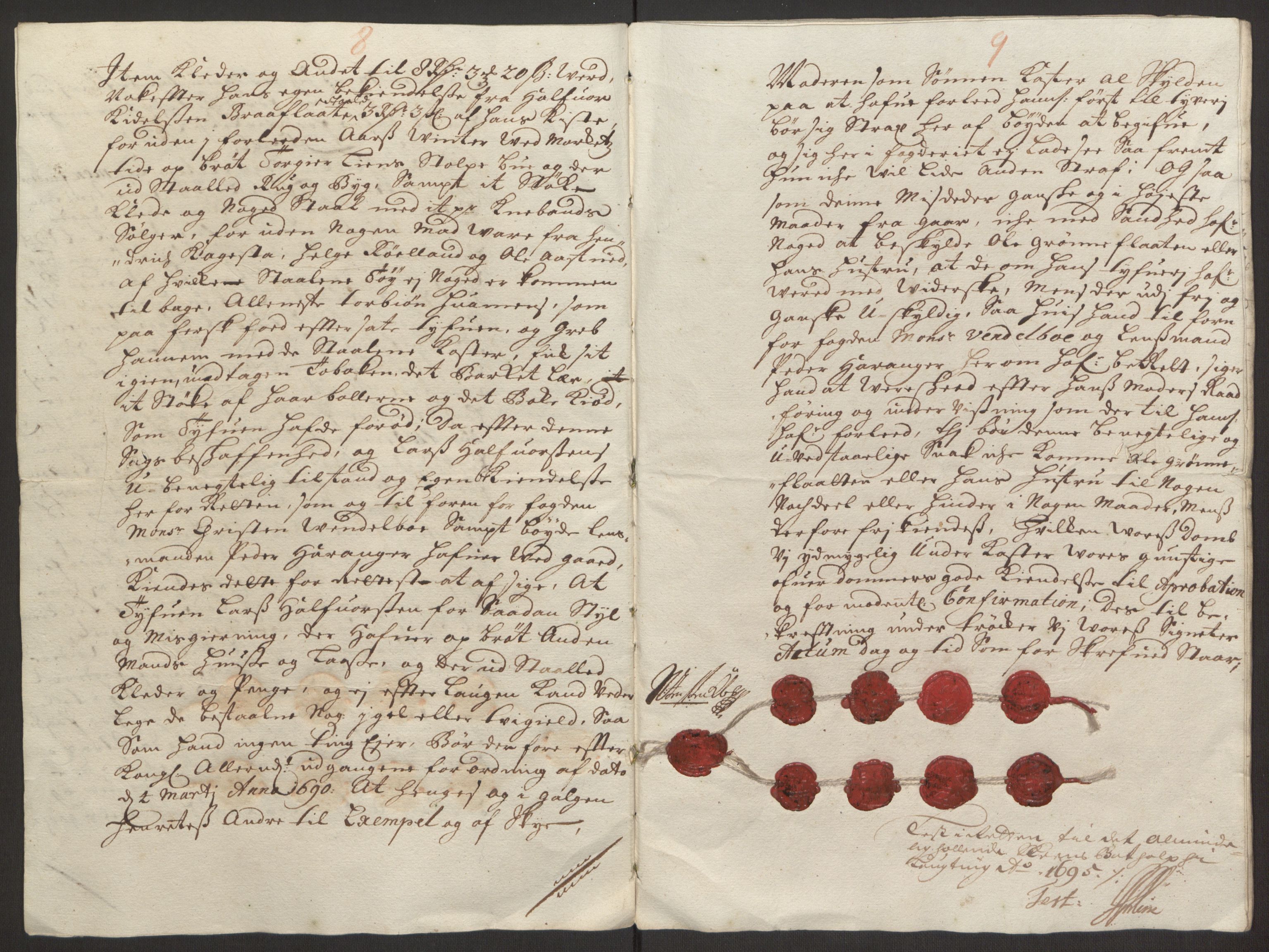 Rentekammeret inntil 1814, Reviderte regnskaper, Fogderegnskap, AV/RA-EA-4092/R24/L1575: Fogderegnskap Numedal og Sandsvær, 1692-1695, p. 497