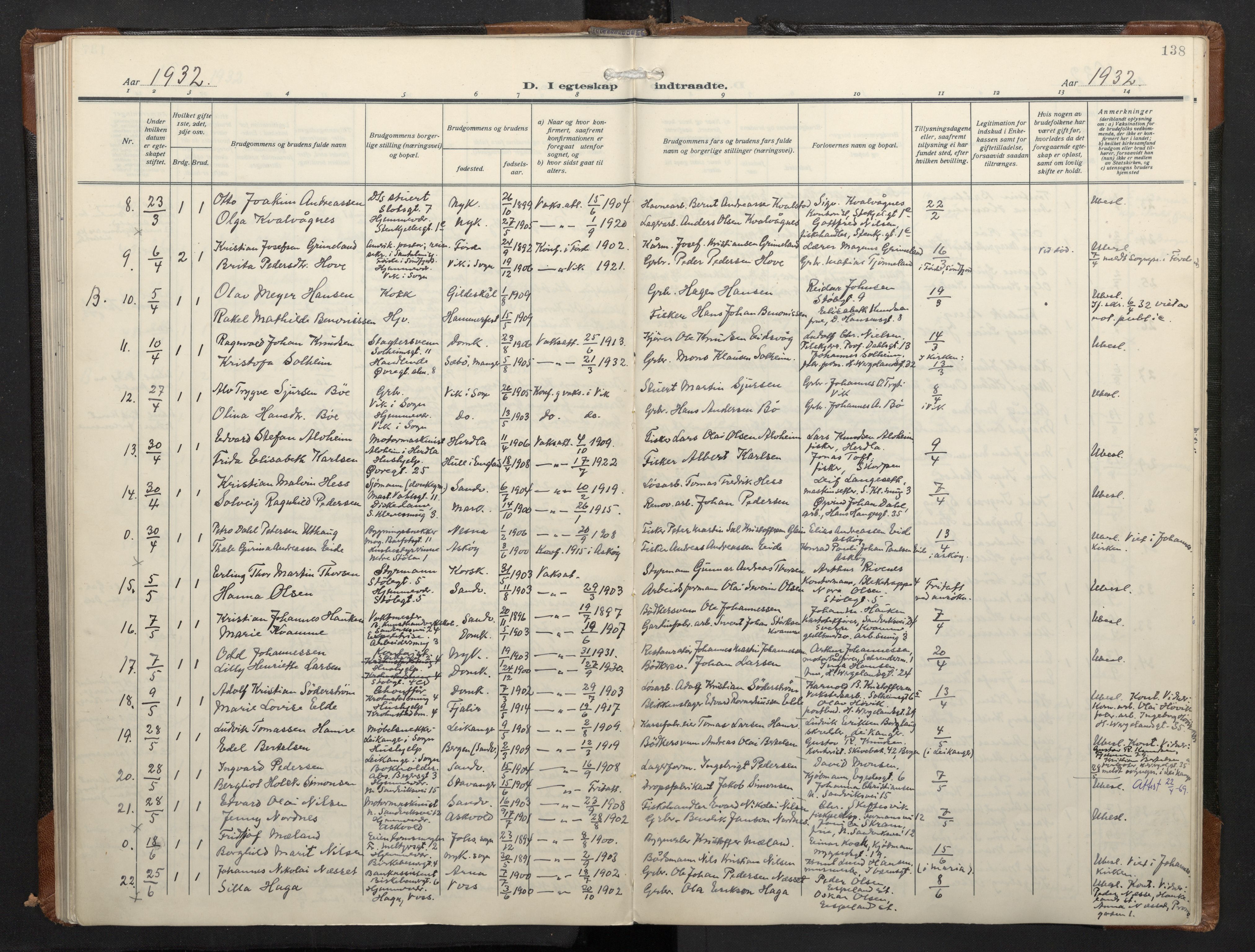 Mariakirken Sokneprestembete, SAB/A-76901/H/Haa/L0016: Parish register (official) no. C 4, 1927-1938, p. 137b-138a
