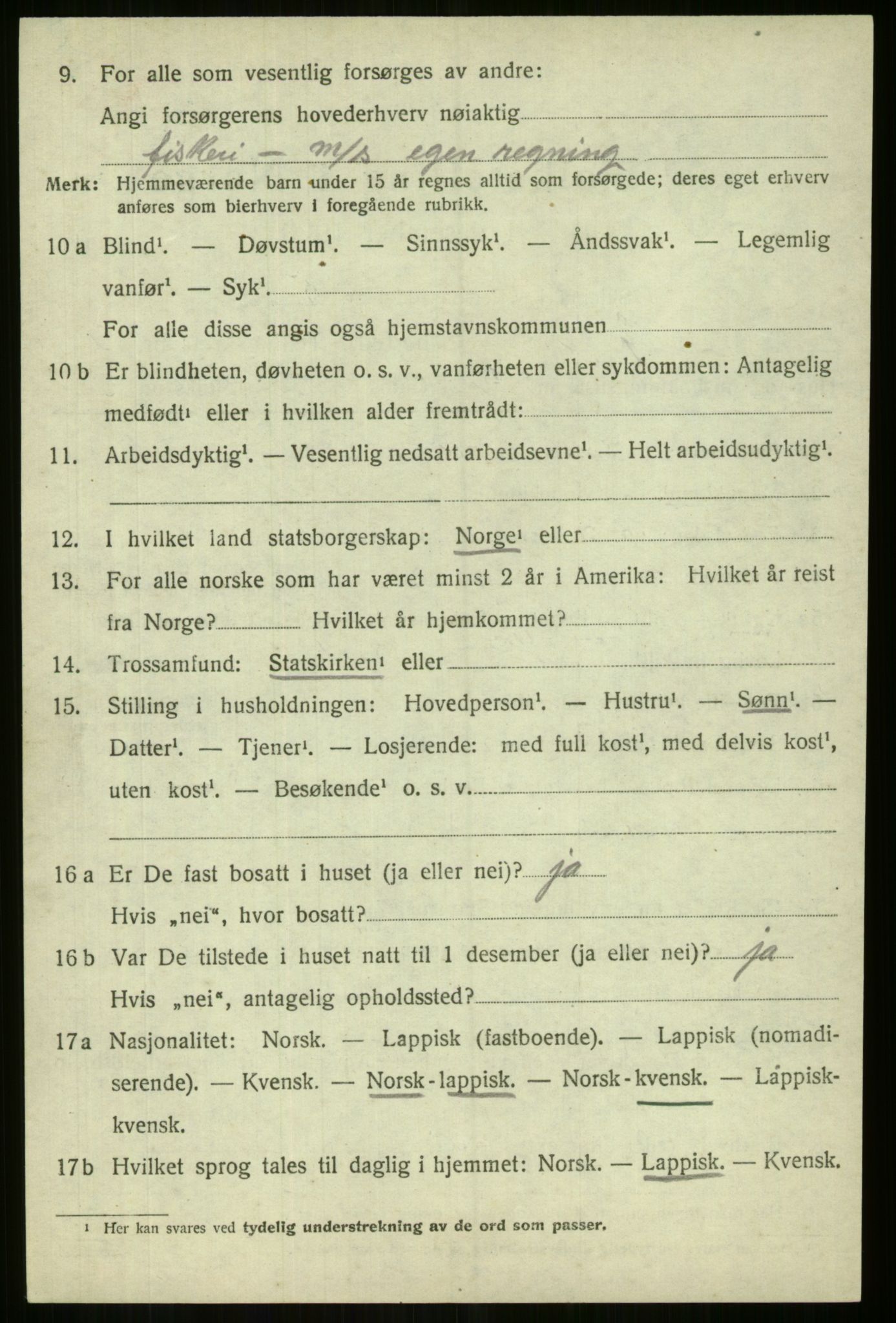 SATØ, 1920 census for Lyngen, 1920, p. 3556