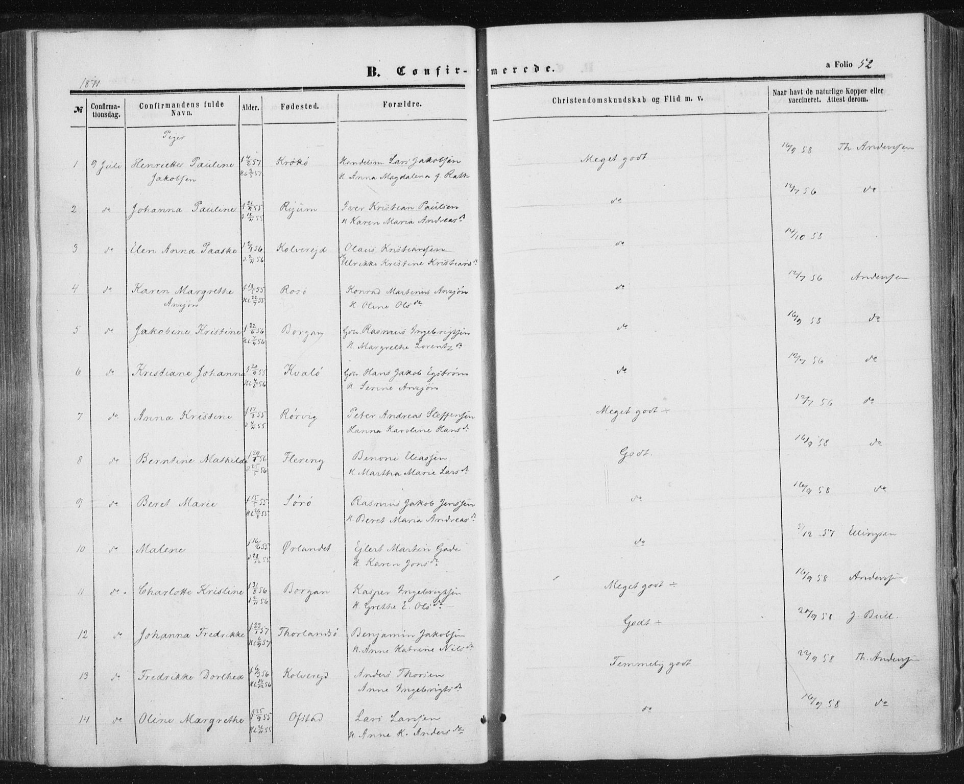 Ministerialprotokoller, klokkerbøker og fødselsregistre - Nord-Trøndelag, AV/SAT-A-1458/784/L0670: Parish register (official) no. 784A05, 1860-1876, p. 52