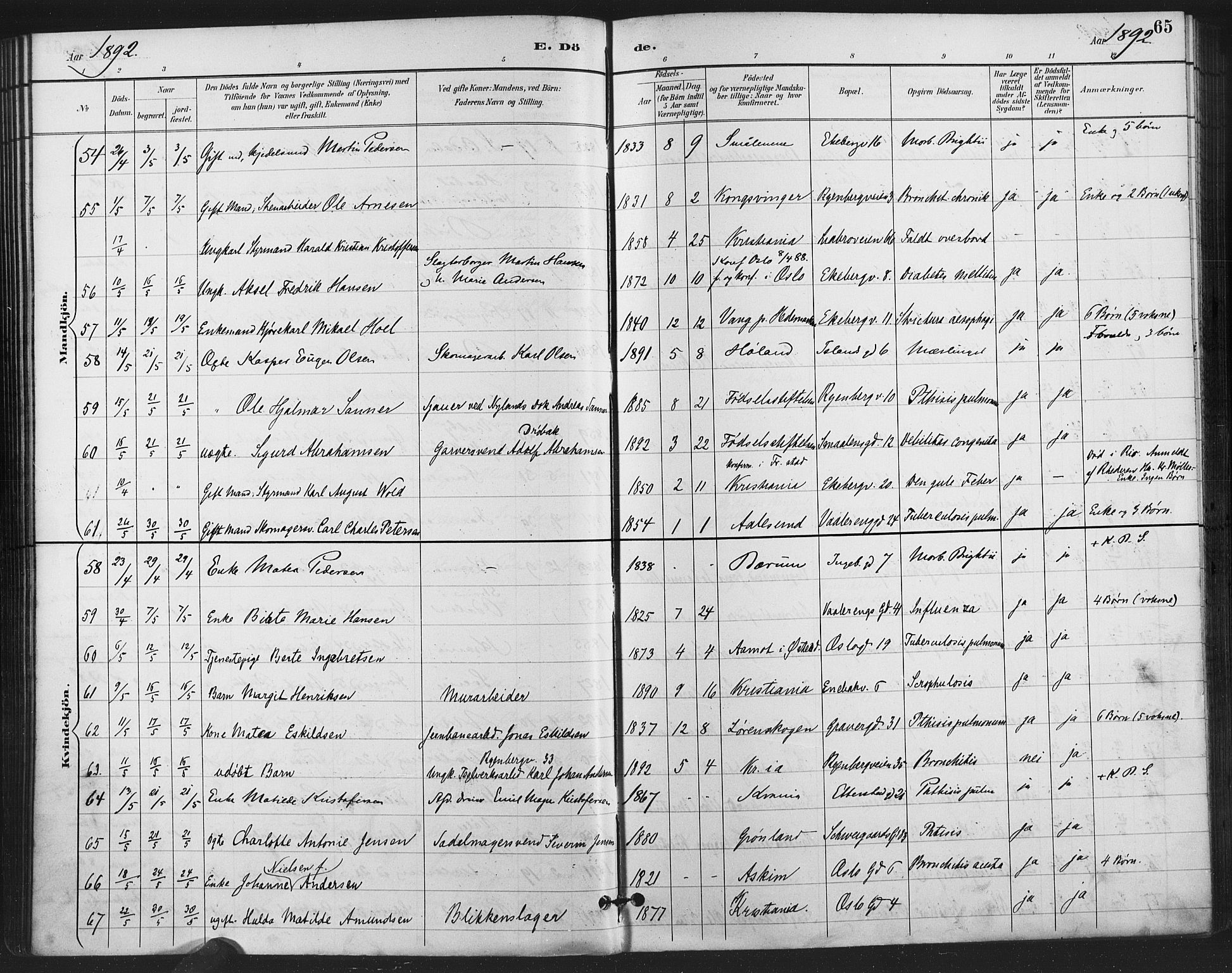 Gamlebyen prestekontor Kirkebøker, AV/SAO-A-10884/F/Fa/L0009: Parish register (official) no. 9, 1888-1909, p. 65