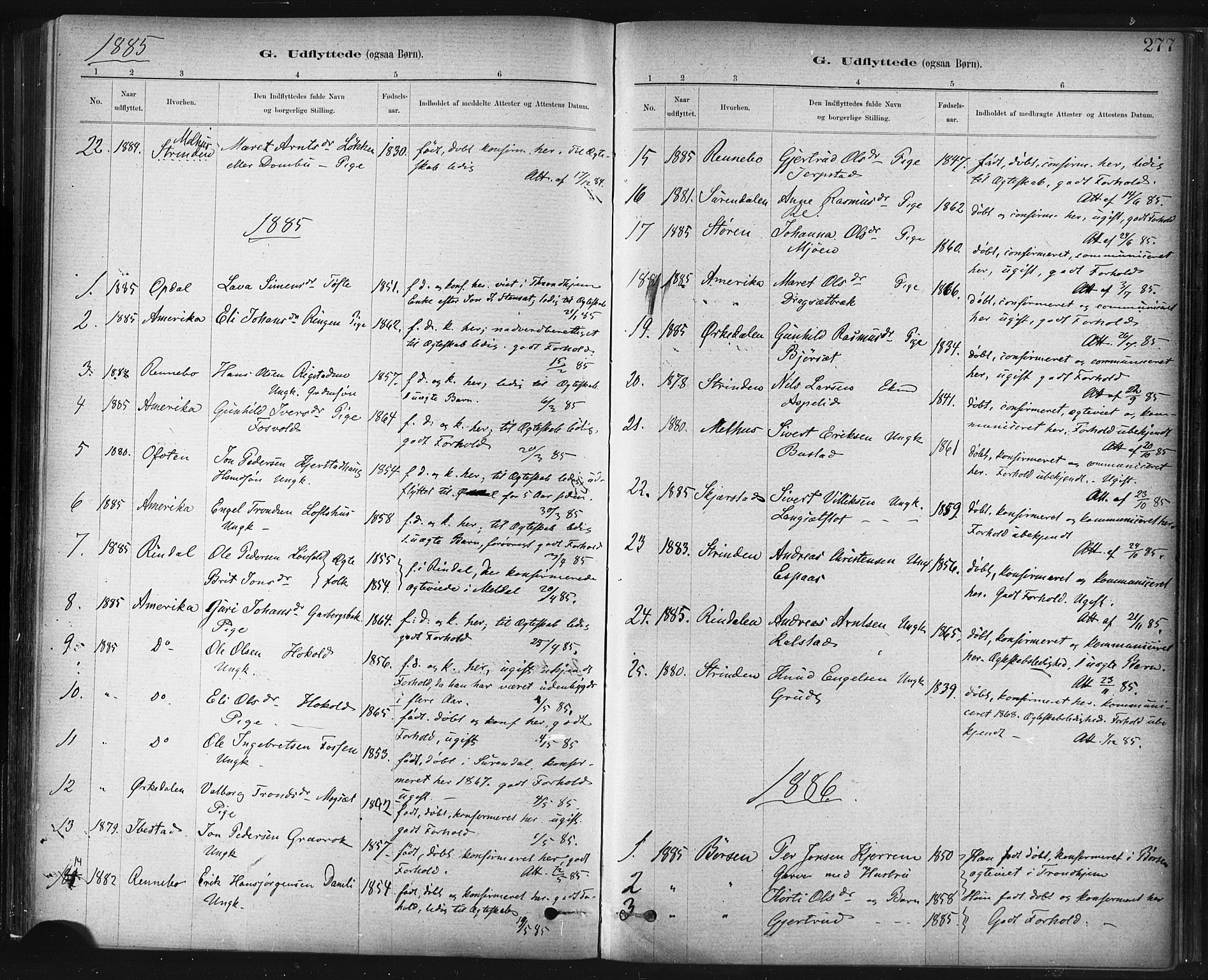 Ministerialprotokoller, klokkerbøker og fødselsregistre - Sør-Trøndelag, SAT/A-1456/672/L0857: Parish register (official) no. 672A09, 1882-1893, p. 277