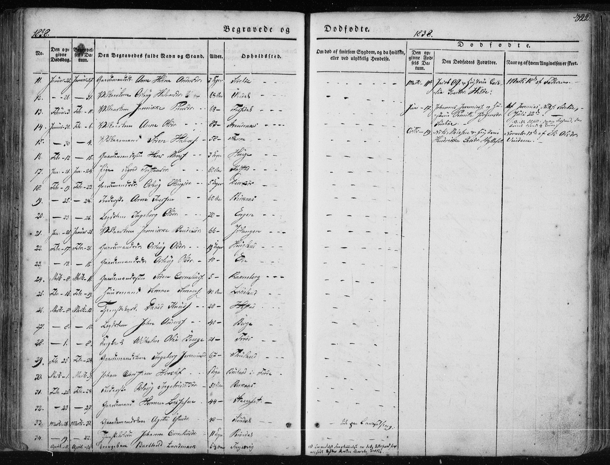 Fjaler sokneprestembete, SAB/A-79801/H/Haa/Haaa/L0006: Parish register (official) no. A 6, 1835-1884, p. 322