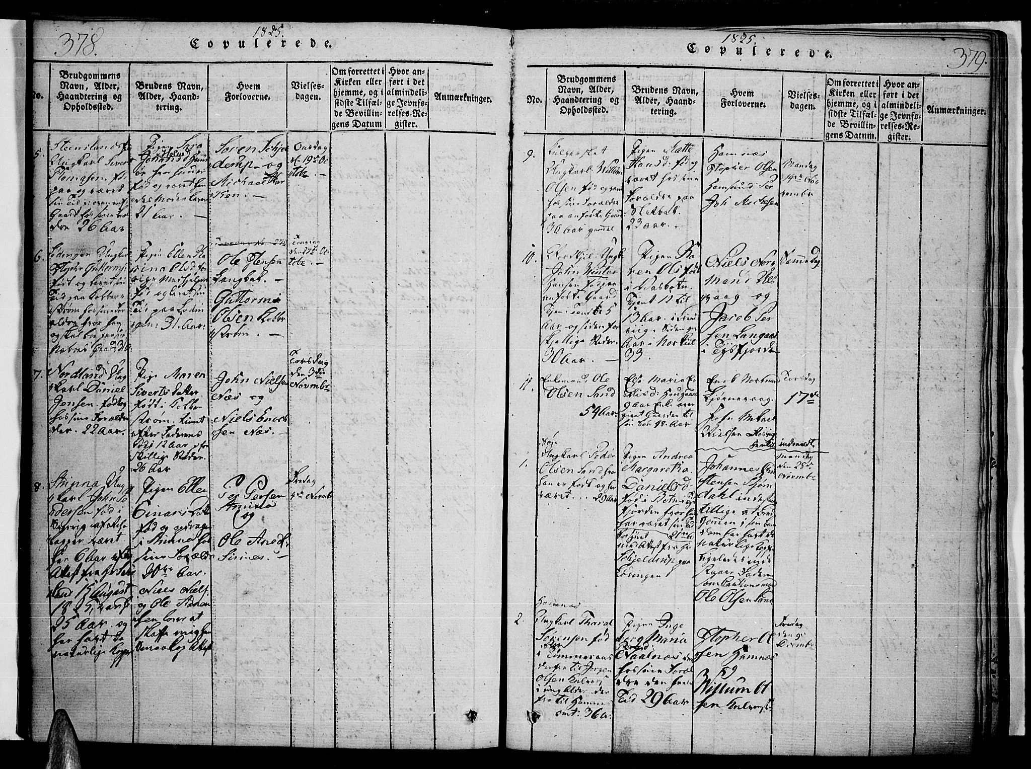 Ministerialprotokoller, klokkerbøker og fødselsregistre - Nordland, AV/SAT-A-1459/859/L0842: Parish register (official) no. 859A02, 1821-1839, p. 378-379