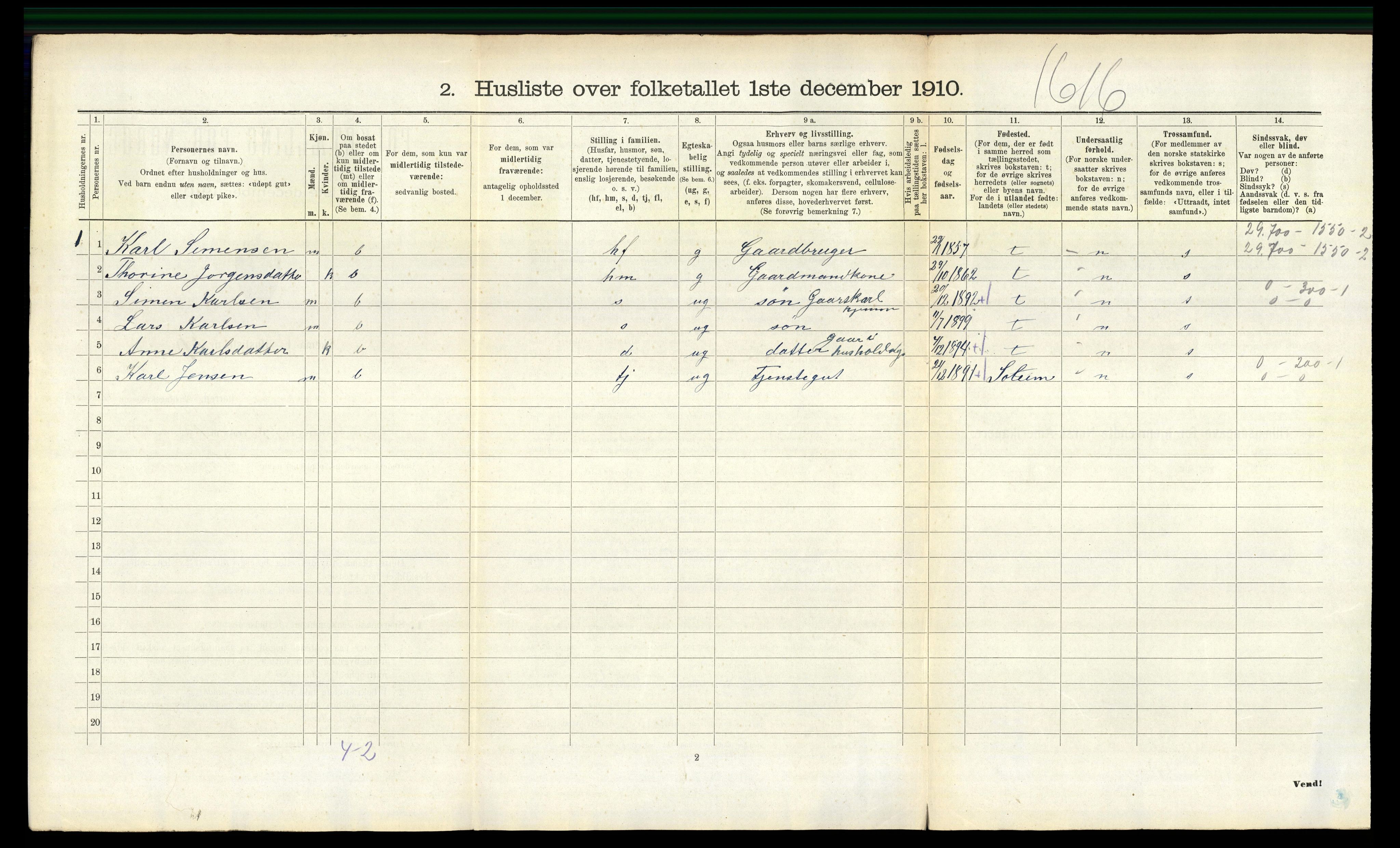 RA, 1910 census for Holla, 1910, p. 590