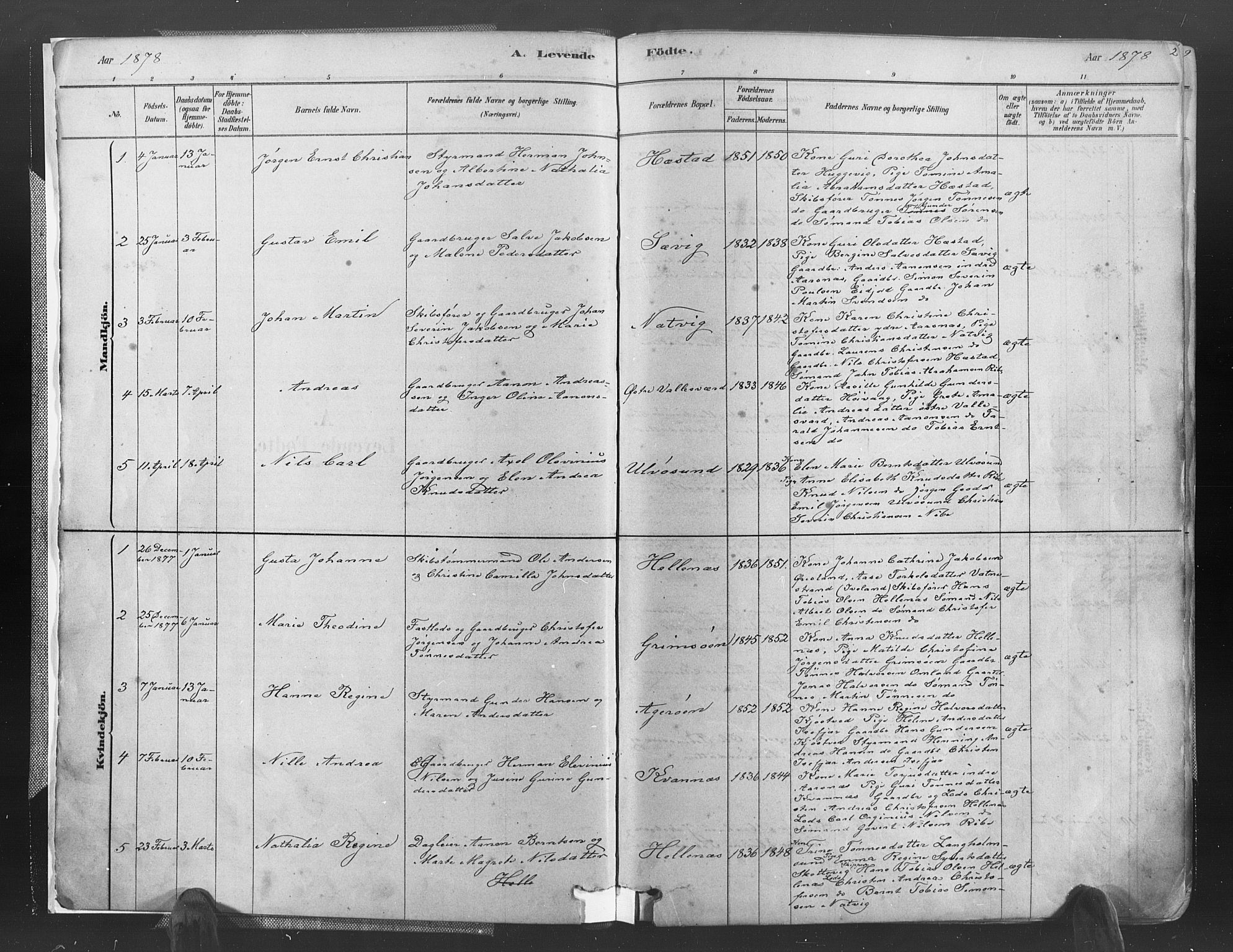 Høvåg sokneprestkontor, SAK/1111-0025/F/Fa/L0005: Parish register (official) no. A 5, 1878-1893, p. 2