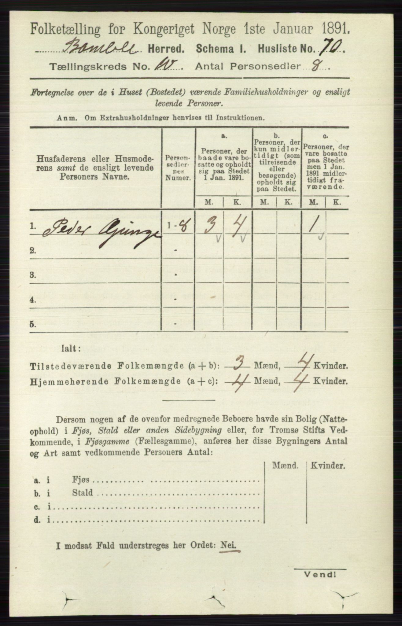 RA, 1891 census for 0814 Bamble, 1891, p. 5772