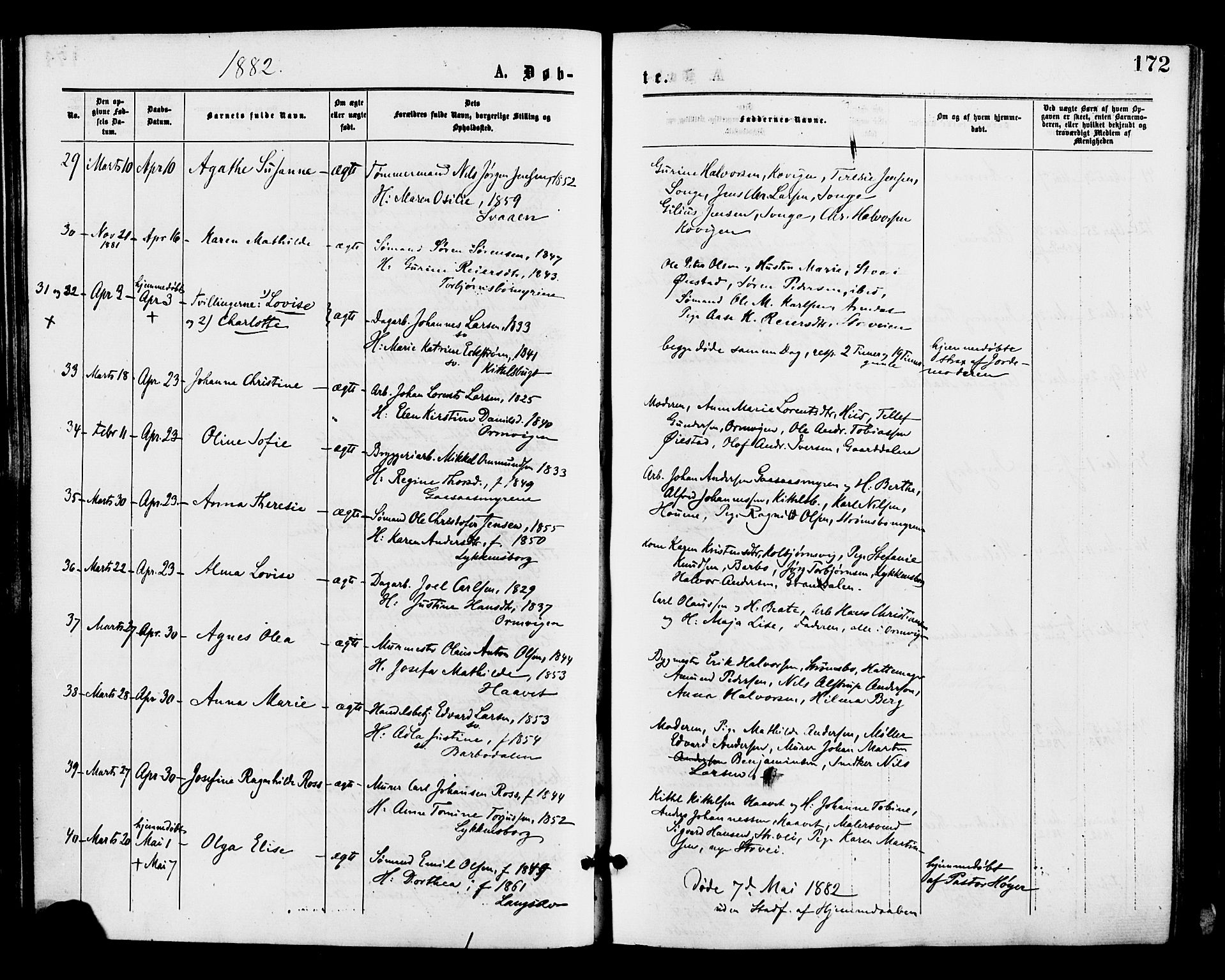 Barbu sokneprestkontor, AV/SAK-1111-0003/F/Fa/L0001: Parish register (official) no. A 1 /1, 1878-1883, p. 172