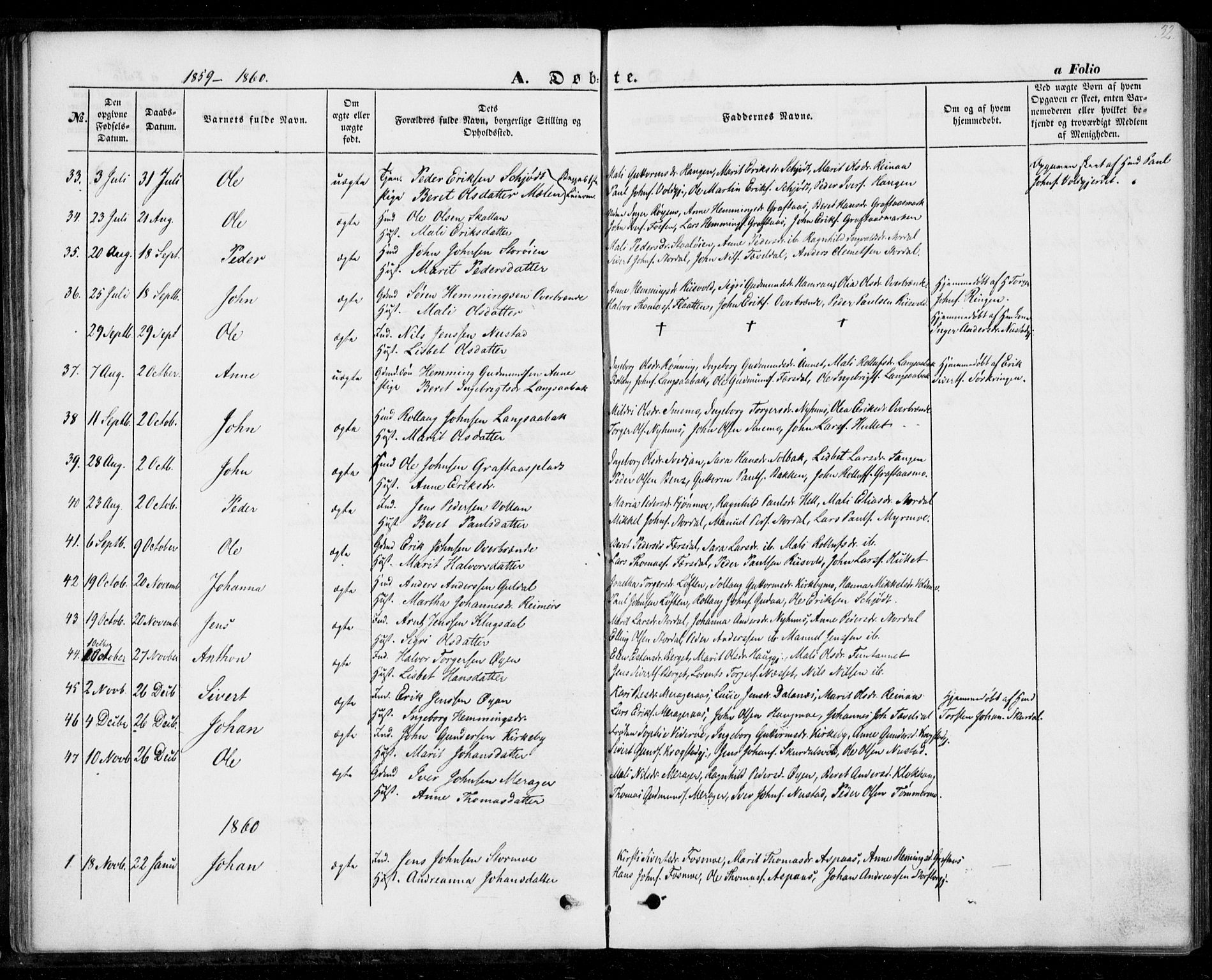 Ministerialprotokoller, klokkerbøker og fødselsregistre - Nord-Trøndelag, SAT/A-1458/706/L0040: Parish register (official) no. 706A01, 1850-1861, p. 32
