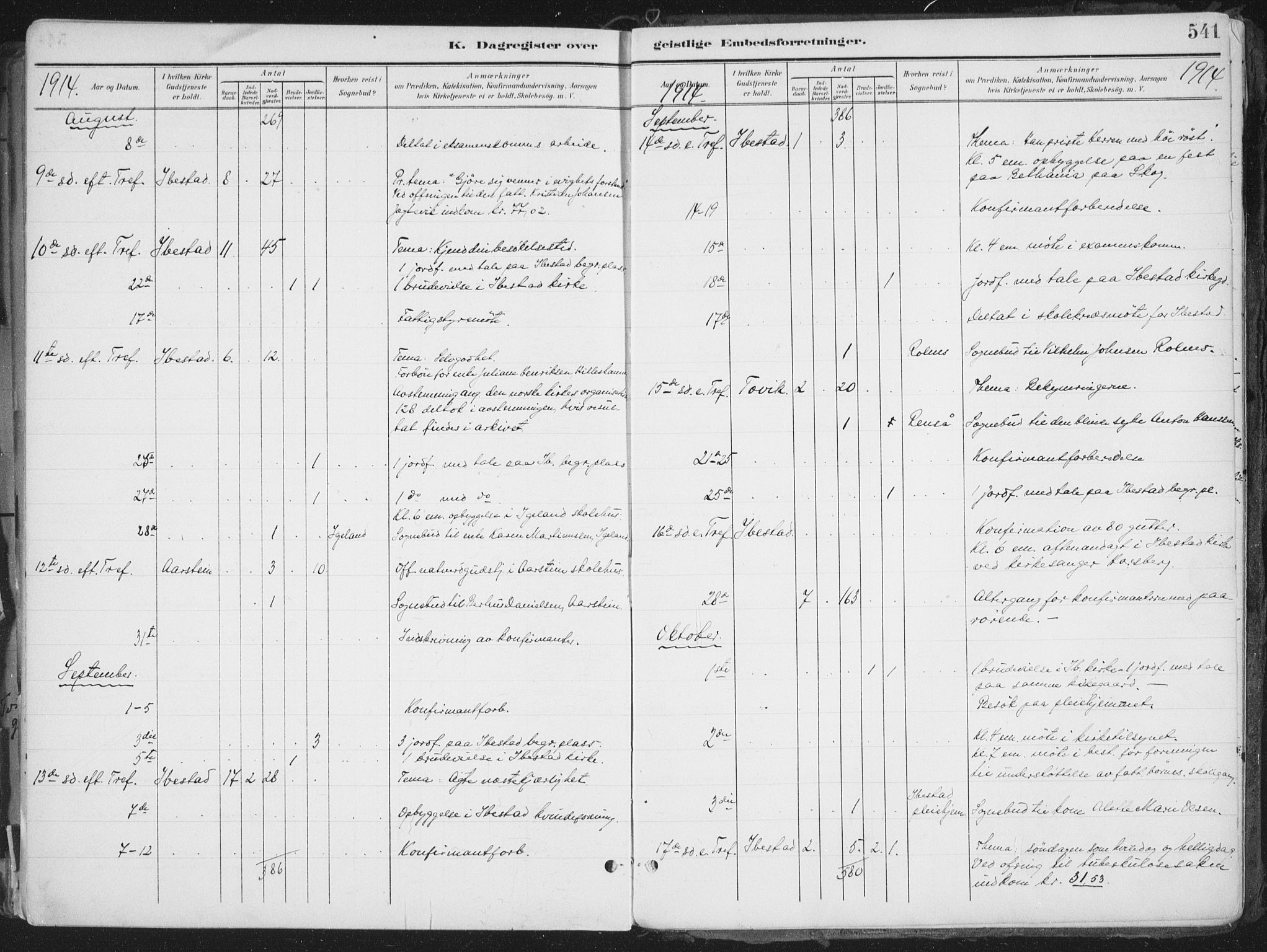 Ibestad sokneprestembete, AV/SATØ-S-0077/H/Ha/Haa/L0017kirke: Parish register (official) no. 17, 1901-1914, p. 541