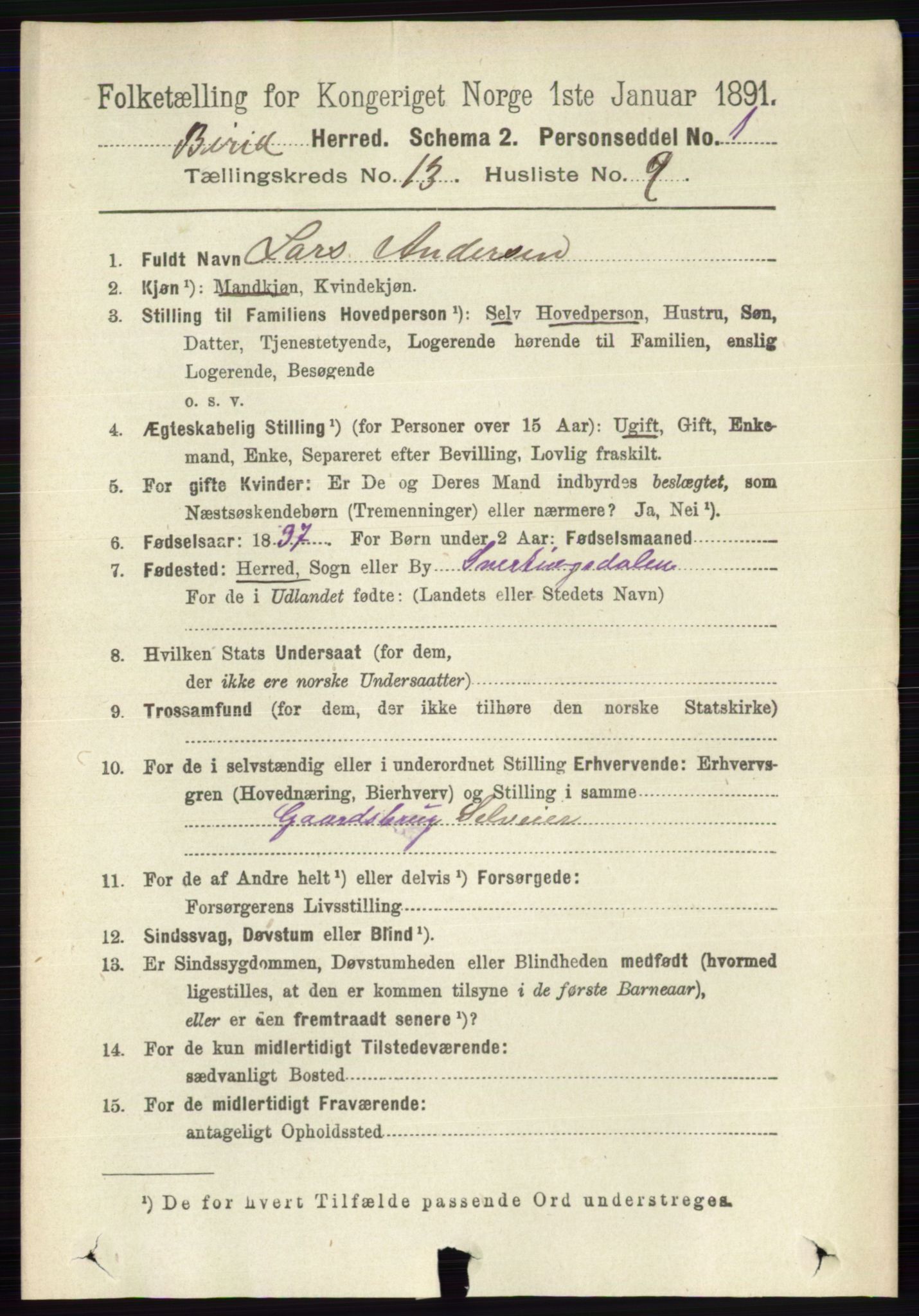 RA, 1891 census for 0525 Biri, 1891, p. 5350