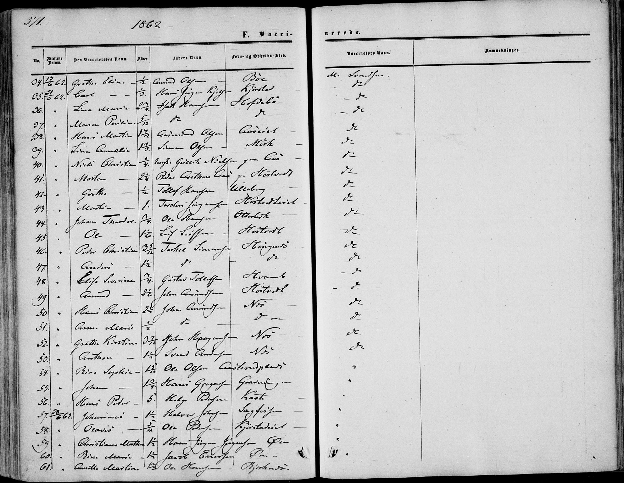 Sandsvær kirkebøker, AV/SAKO-A-244/F/Fa/L0006: Parish register (official) no. I 6, 1857-1868, p. 371