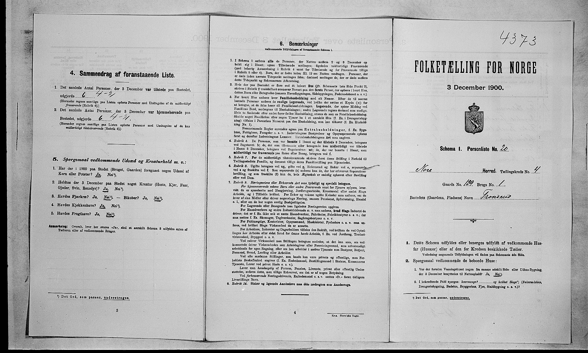 RA, 1900 census for Nore, 1900, p. 449