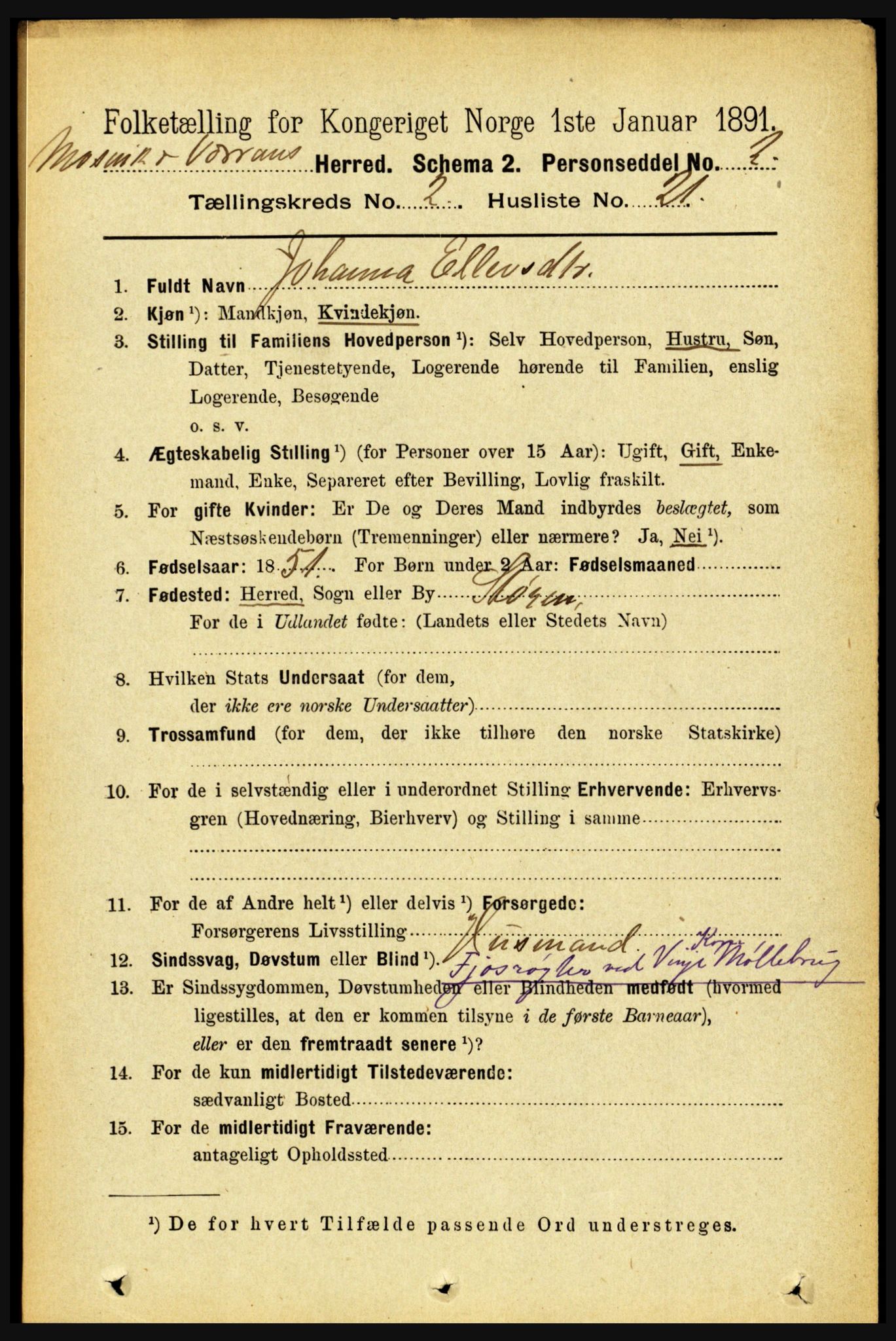 RA, 1891 census for 1723 Mosvik og Verran, 1891, p. 630