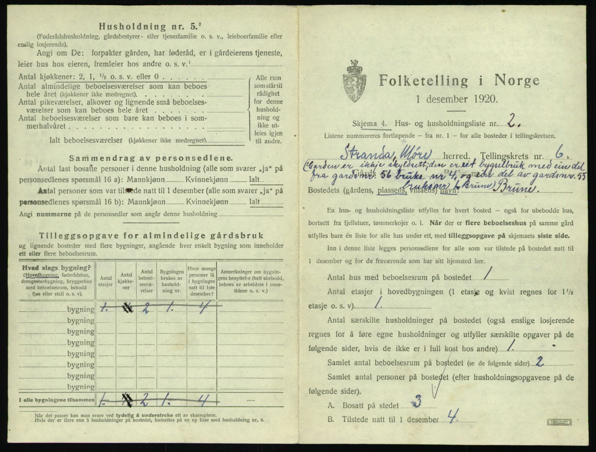 SAT, 1920 census for Stranda, 1920, p. 521