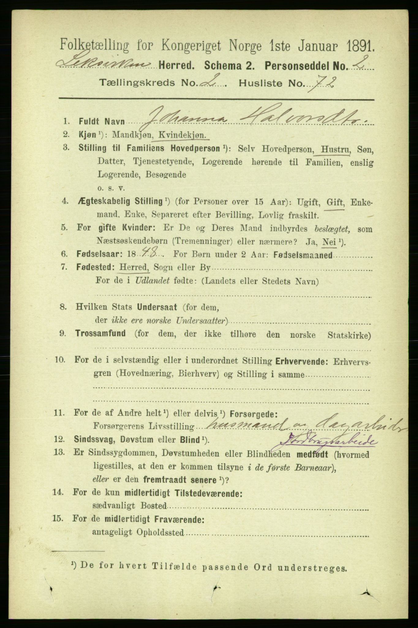 RA, 1891 census for 1718 Leksvik, 1891, p. 1084