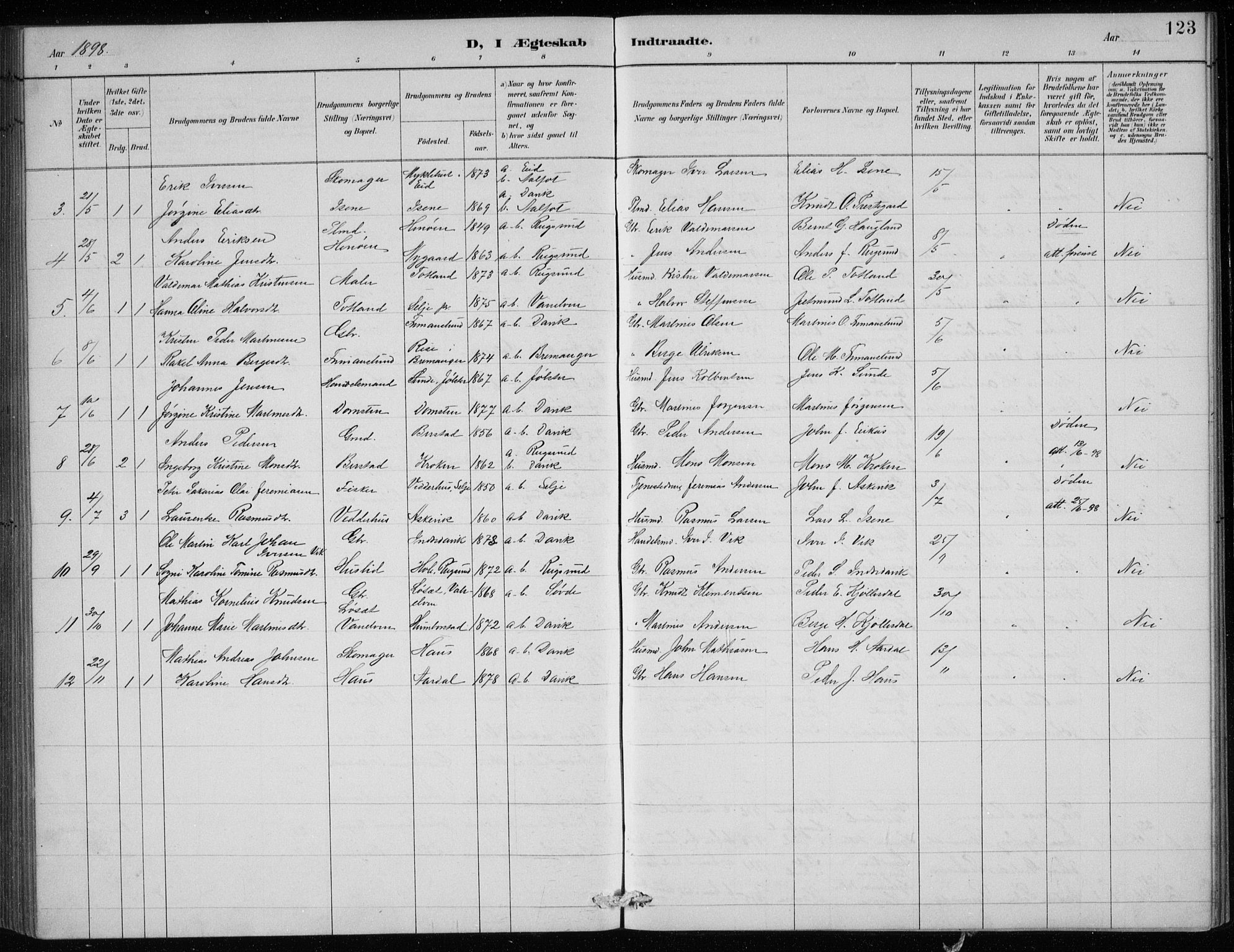 Davik sokneprestembete, AV/SAB-A-79701/H/Hab/Haba/L0002: Parish register (copy) no. A 2, 1890-1911, p. 123