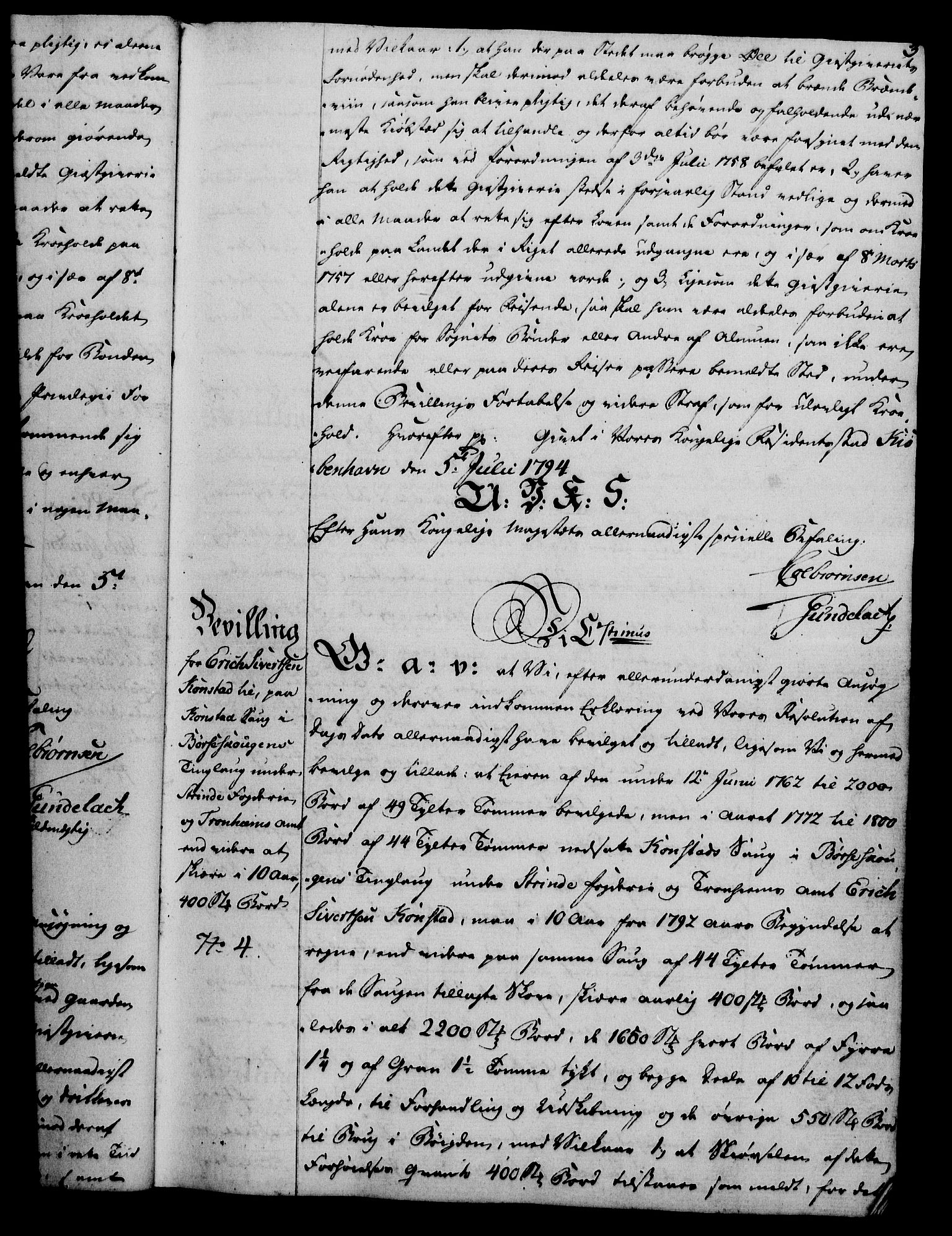 Rentekammeret, Kammerkanselliet, RA/EA-3111/G/Gg/Gga/L0016: Norsk ekspedisjonsprotokoll med register (merket RK 53.16), 1794-1800, p. 3