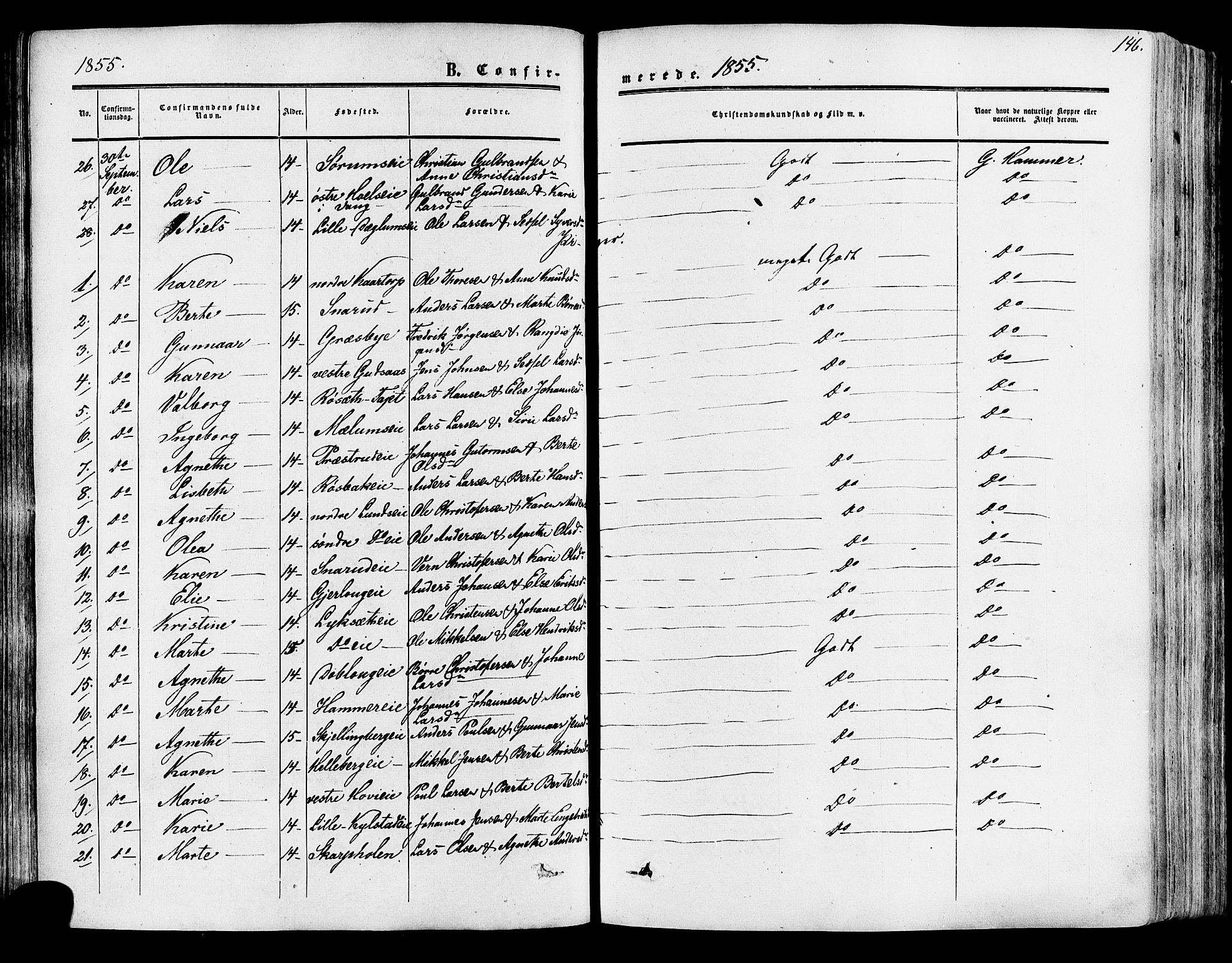Vang prestekontor, Hedmark, SAH/PREST-008/H/Ha/Haa/L0013: Parish register (official) no. 13, 1855-1879, p. 146