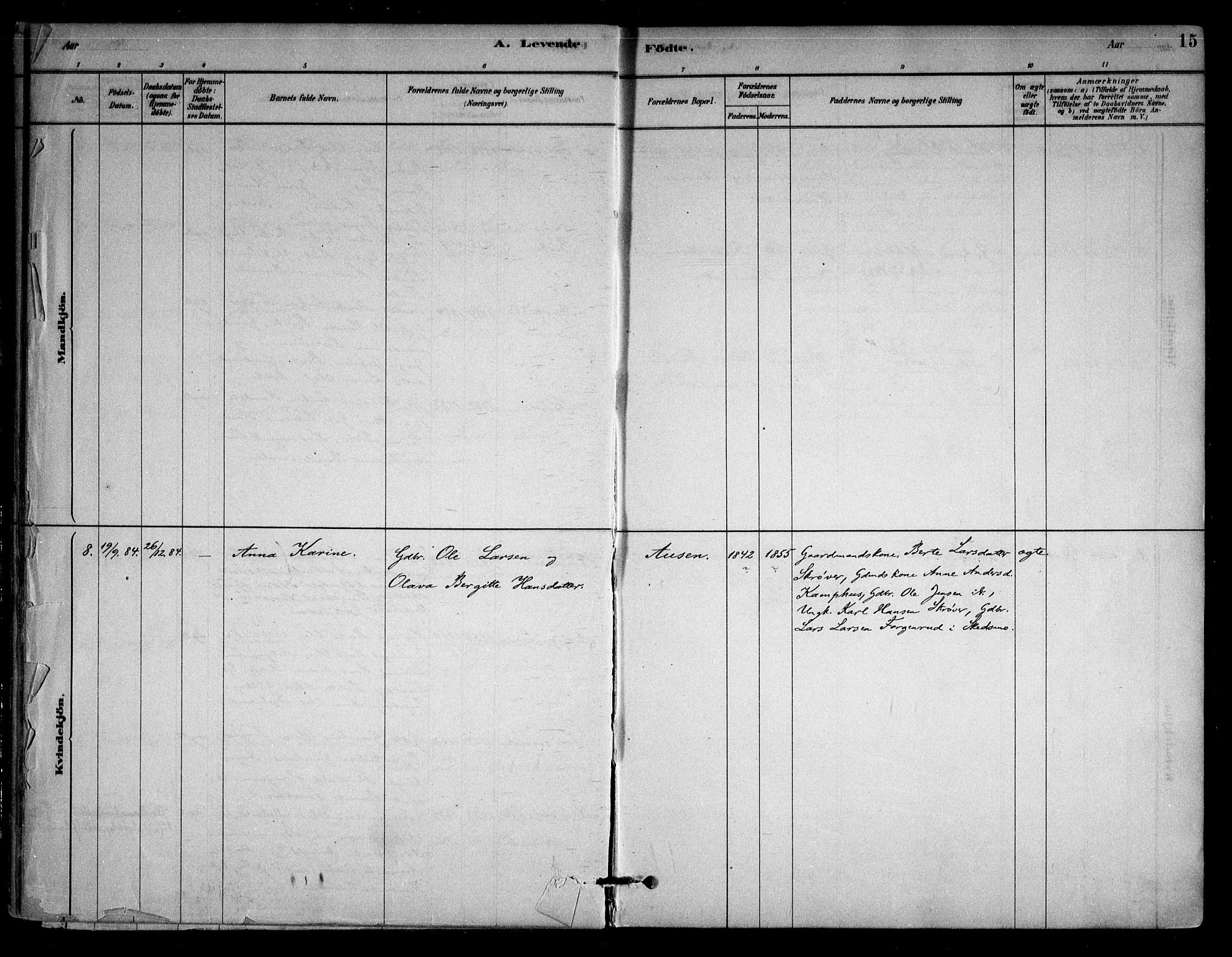 Sørum prestekontor Kirkebøker, SAO/A-10303/F/Fb/L0001: Parish register (official) no. II 1, 1878-1915, p. 15