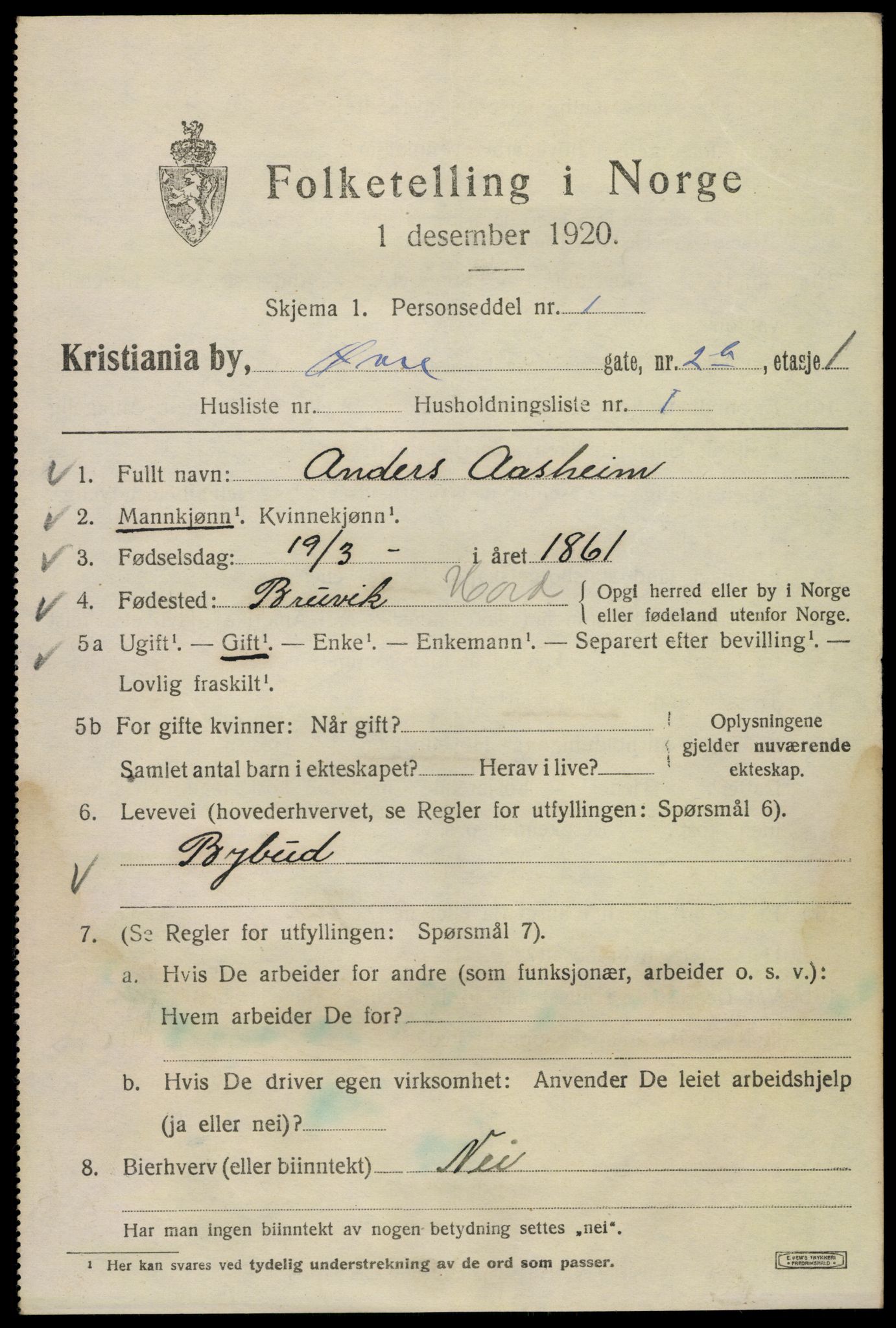 SAO, 1920 census for Kristiania, 1920, p. 658879