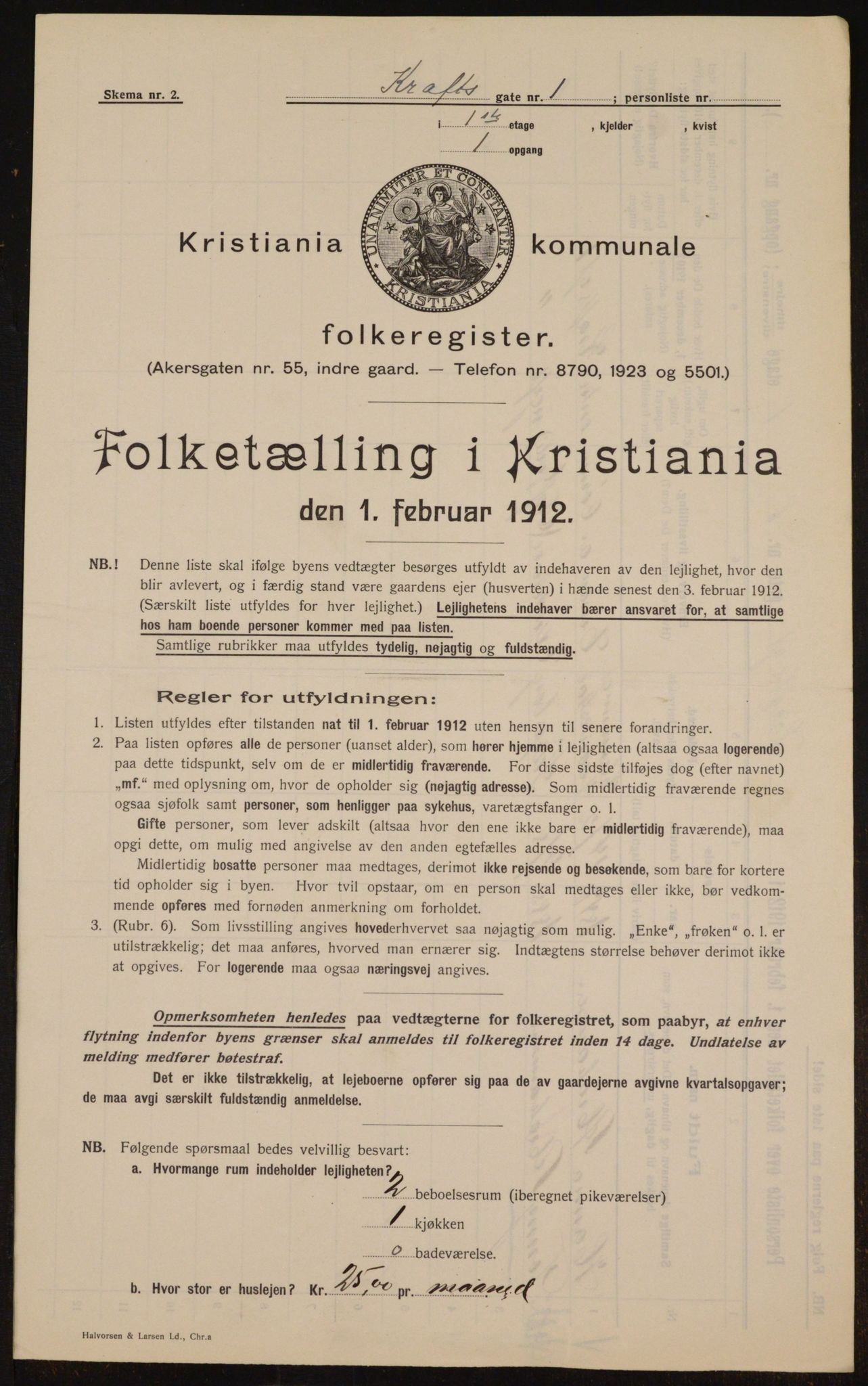 OBA, Municipal Census 1912 for Kristiania, 1912, p. 54182