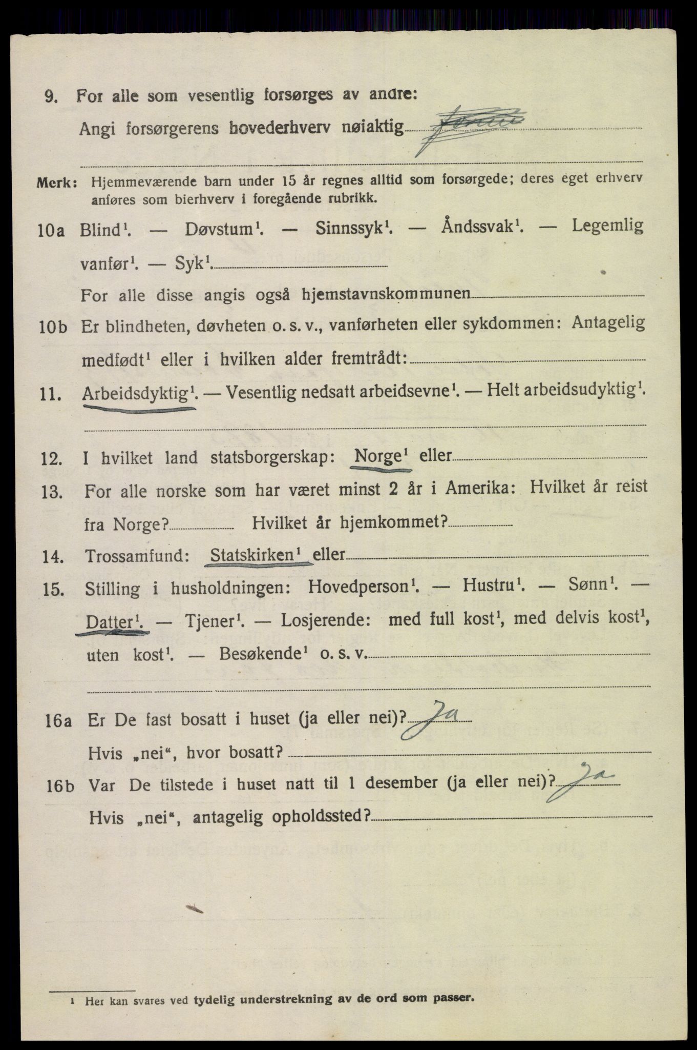 SAK, 1920 census for Tveit, 1920, p. 1249