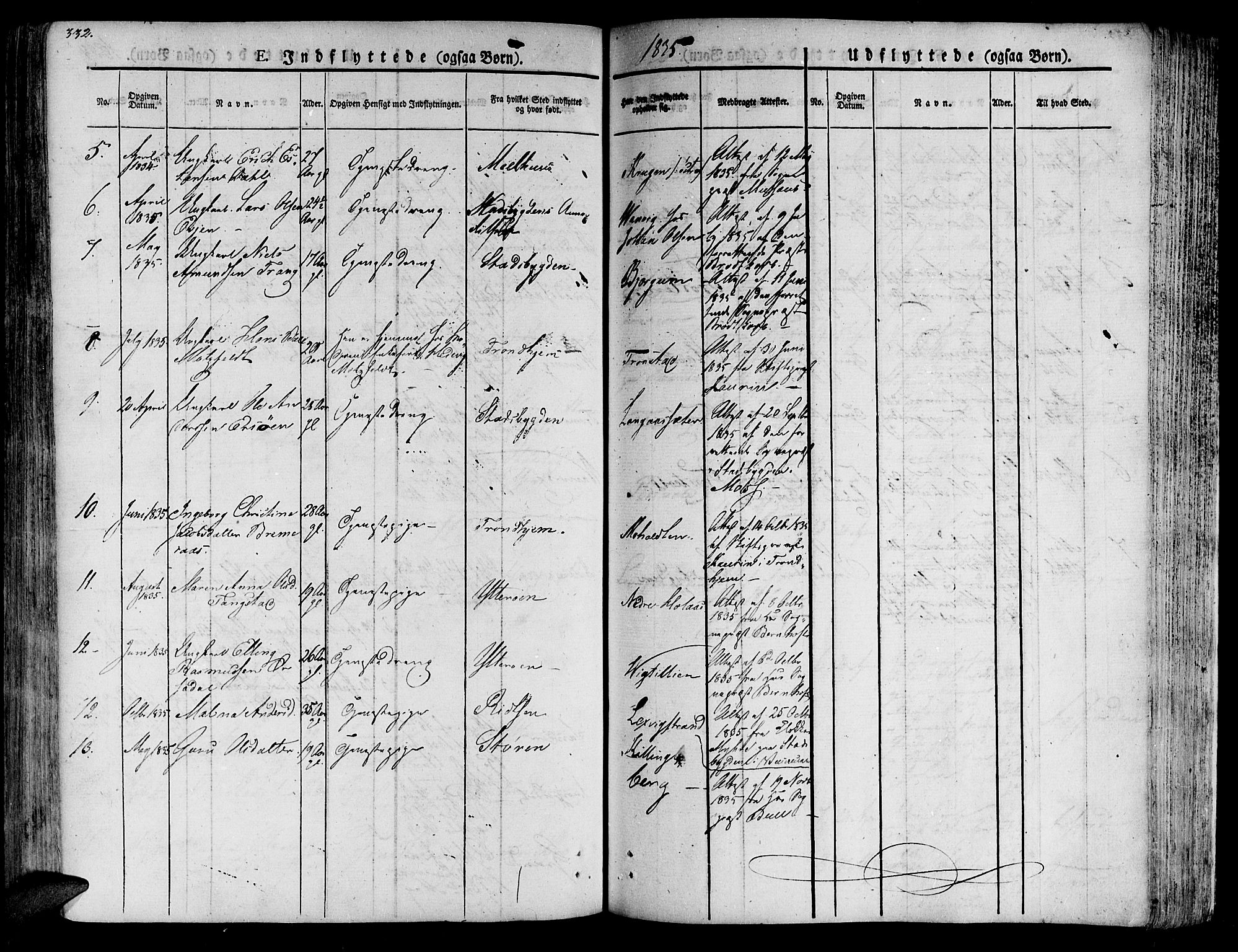 Ministerialprotokoller, klokkerbøker og fødselsregistre - Nord-Trøndelag, SAT/A-1458/701/L0006: Parish register (official) no. 701A06, 1825-1841, p. 332