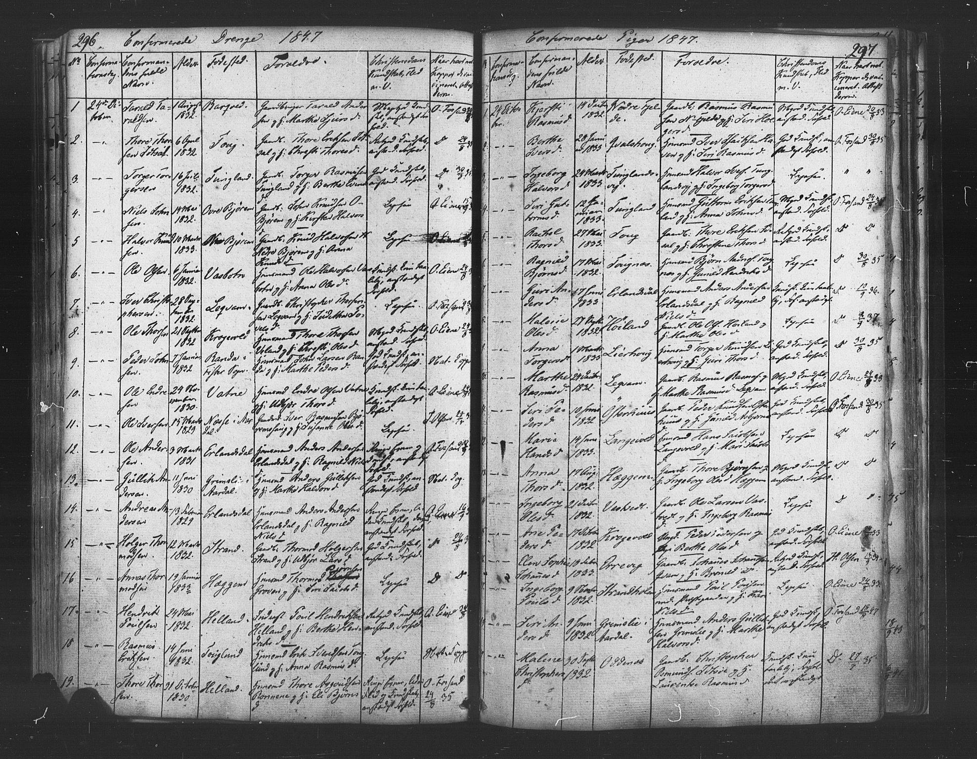 Strand sokneprestkontor, AV/SAST-A-101828/H/Ha/Haa/L0006: Parish register (official) no. A 6, 1834-1854, p. 296-297