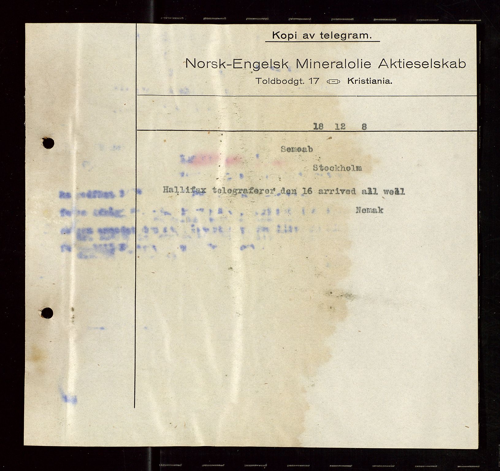 Pa 1521 - A/S Norske Shell, AV/SAST-A-101915/E/Ea/Eaa/L0006: Sjefskorrespondanse, 1918, p. 263